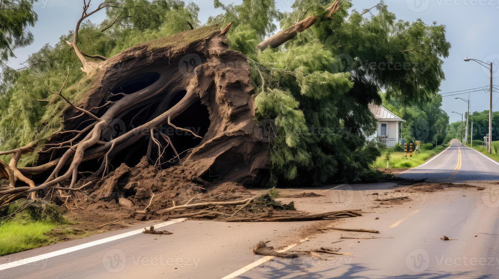powerful storm damage trees photo