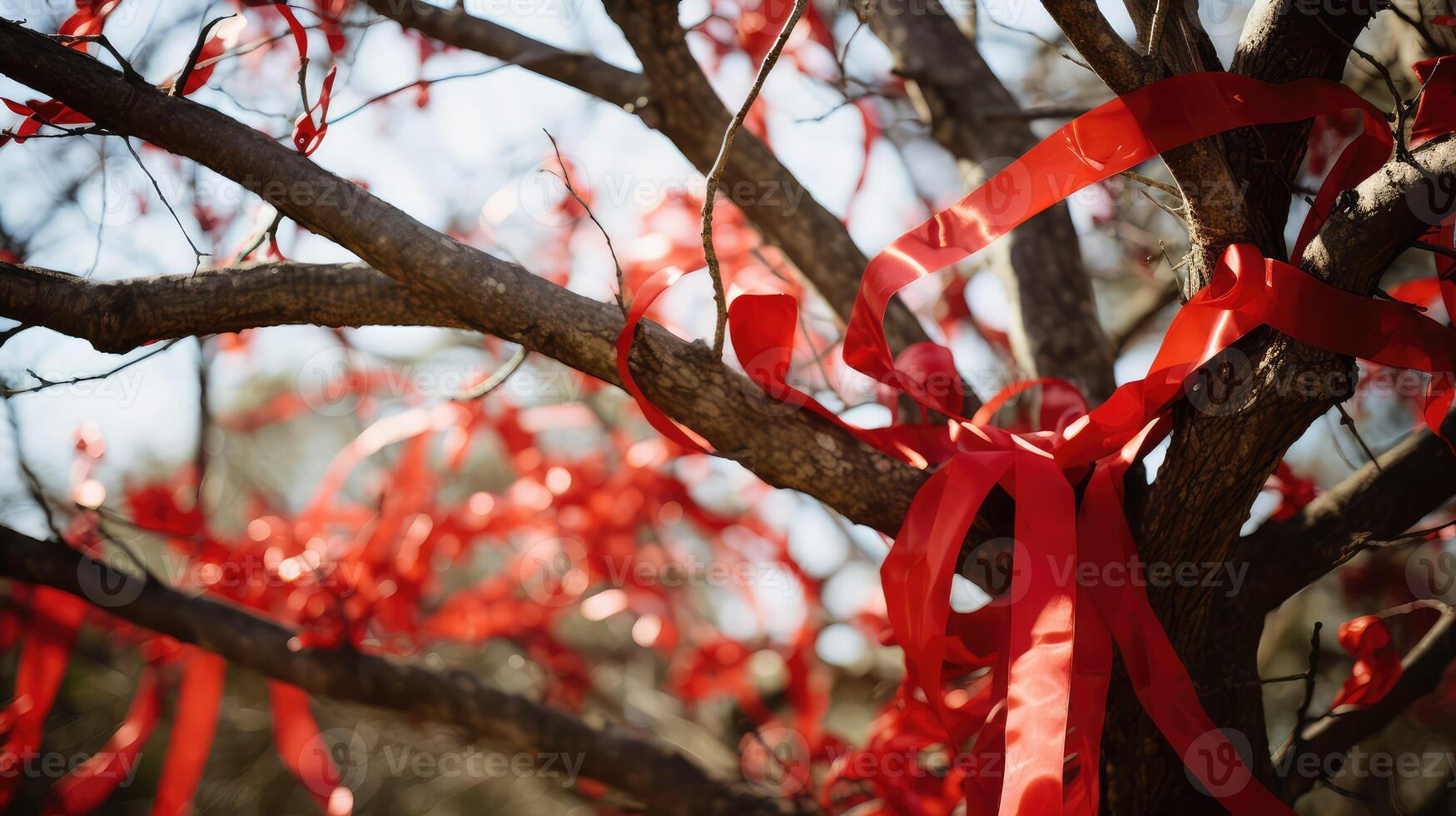 tree ribbons red photo