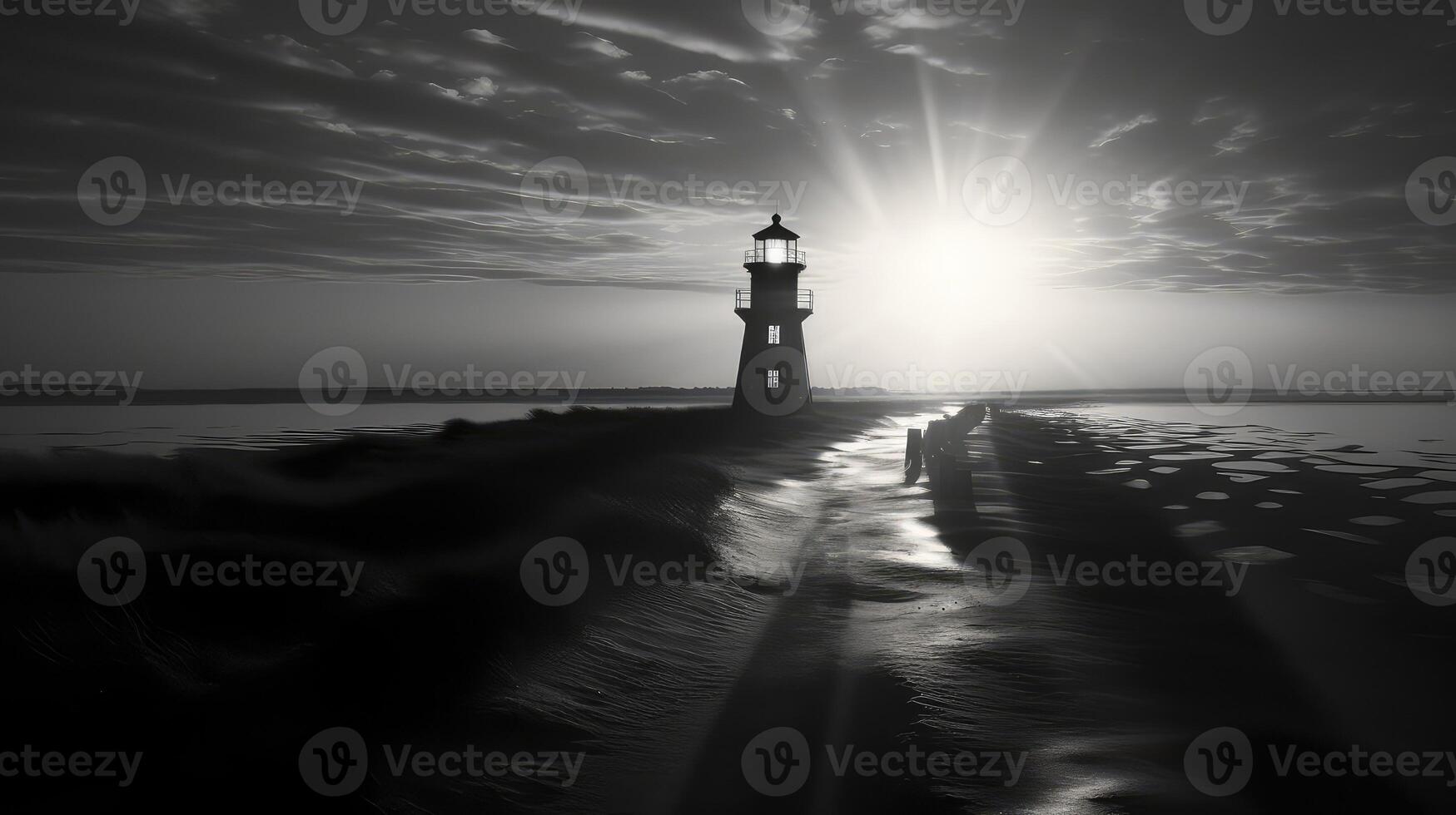 lscape black and white lighthouse photo