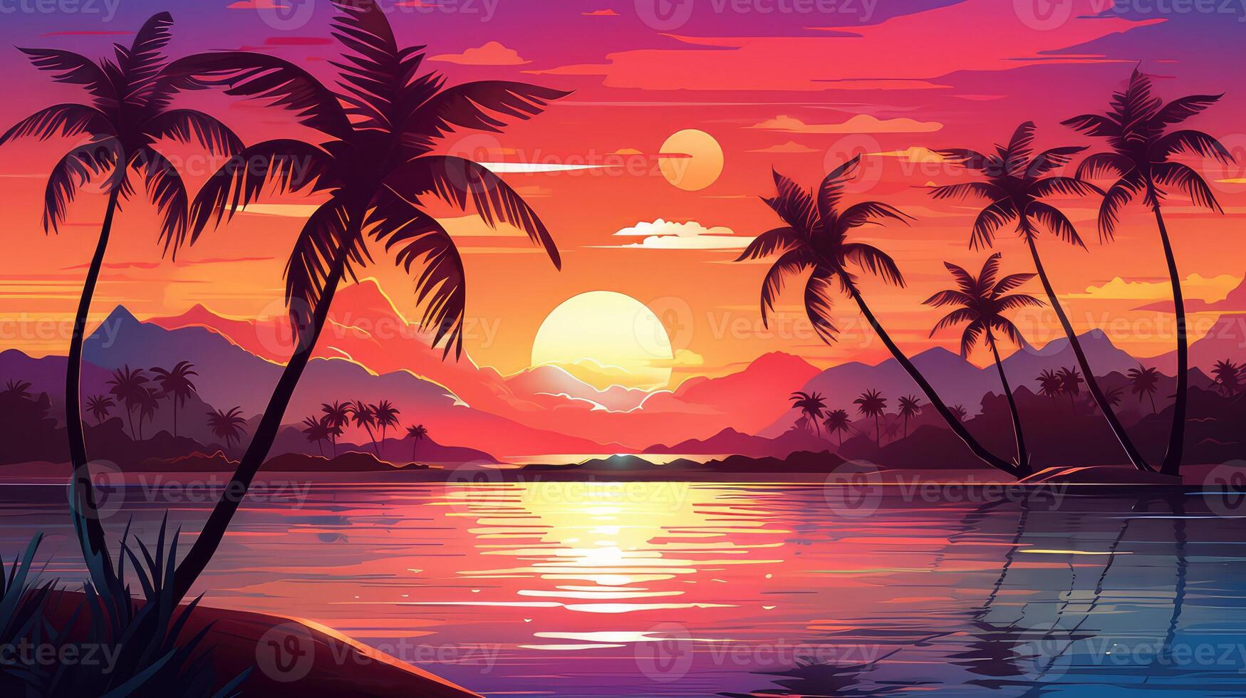 coconuts cartoon palm trees photo