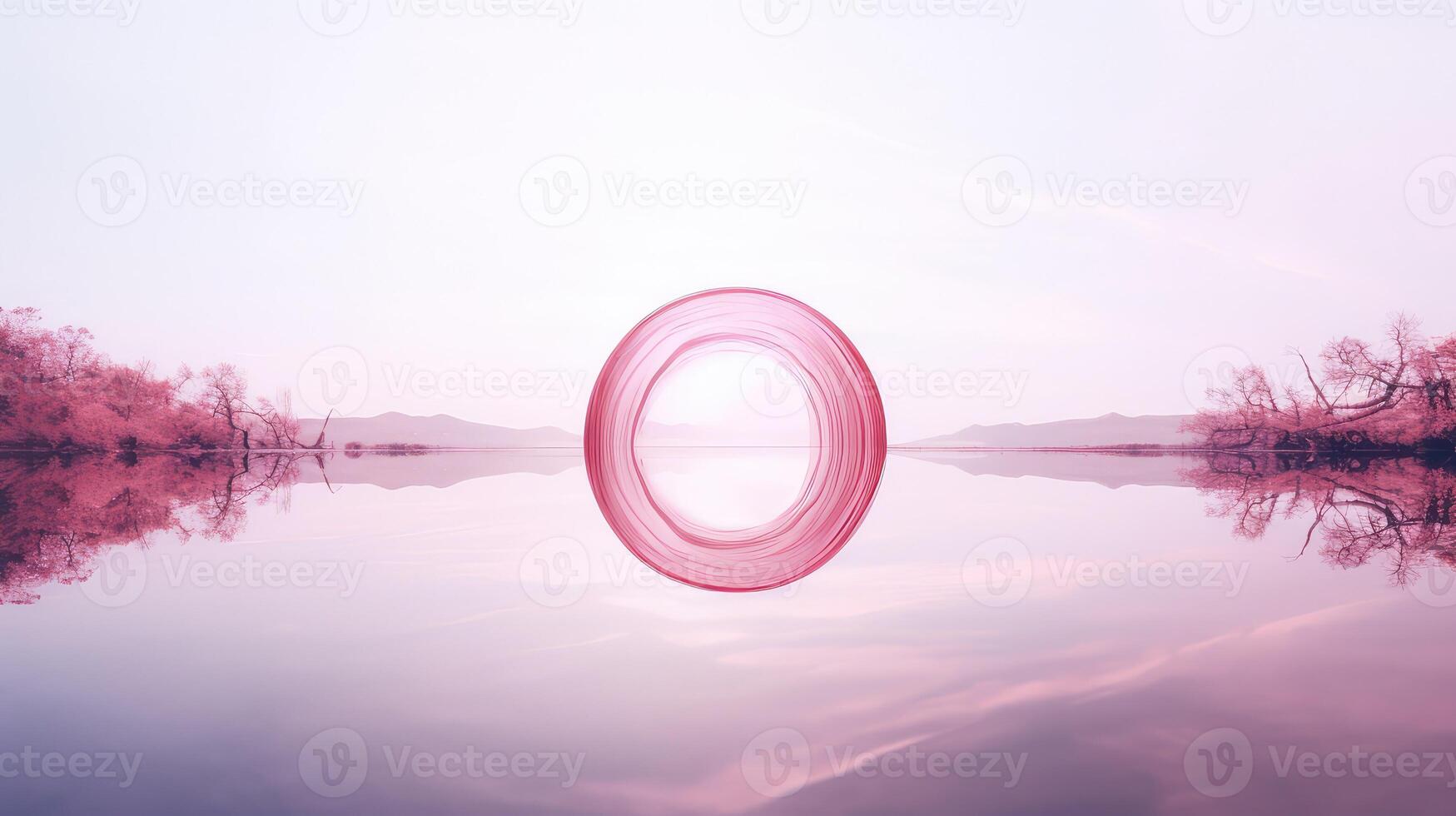 reflection pink water color circle photo
