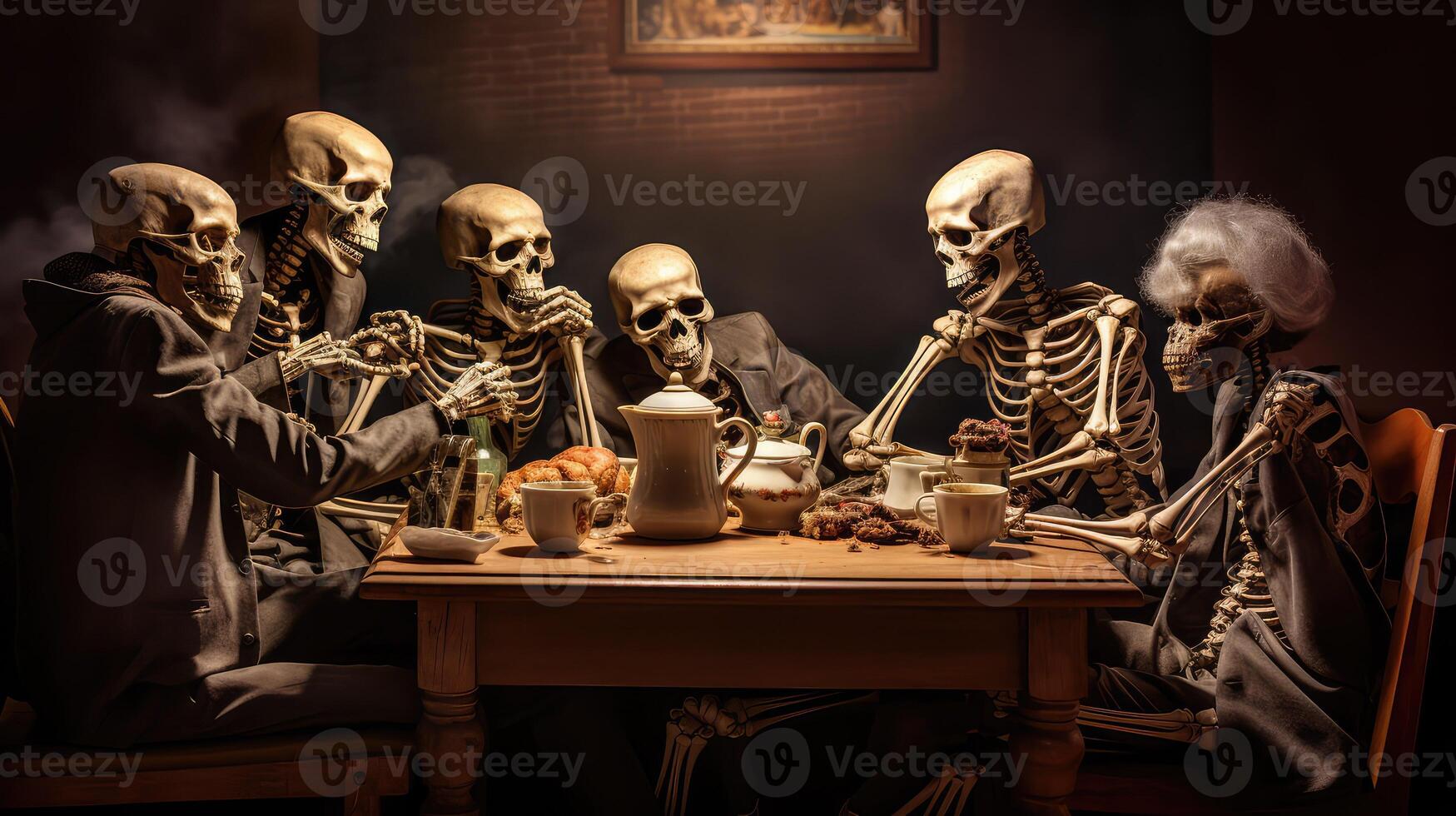 drinks skeleton drinking coffee photo