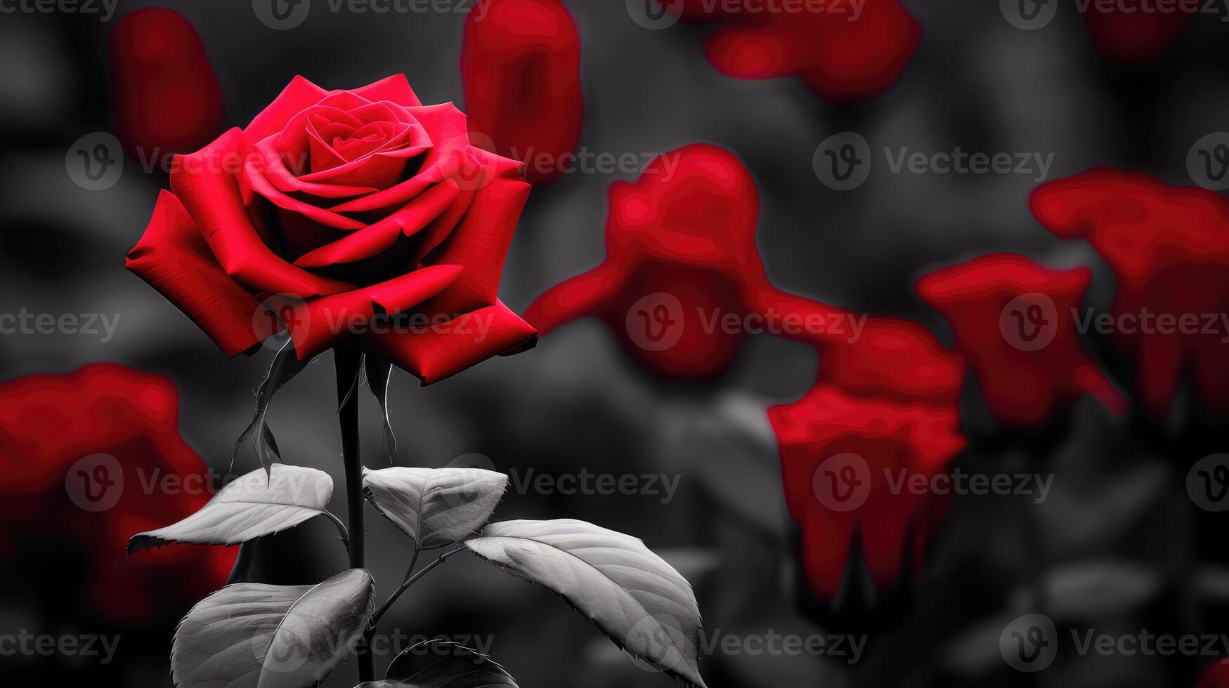rose black white red photo
