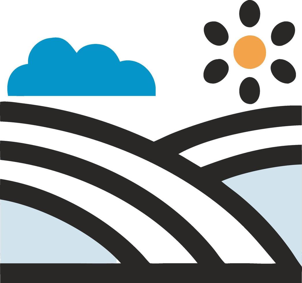 Rolling Fields Landscape Icon for Agriculture, Nature, and Rural Beauty vector