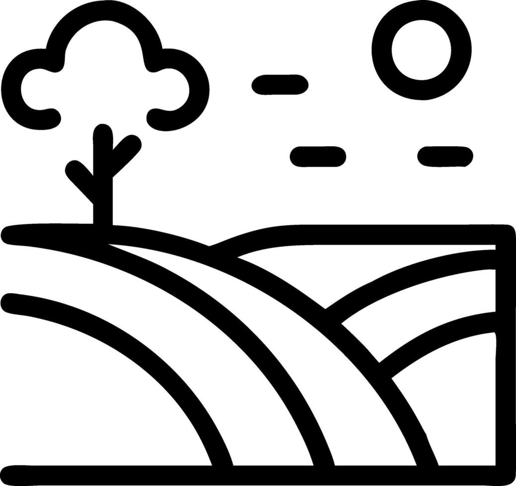 Scenic Fields Landscape Icon for Agriculture, Nature, and Rural Areas vector