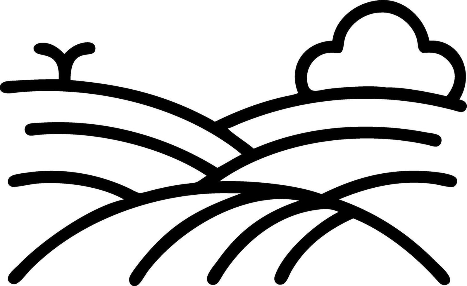 Beautiful Fields Landscape Icon for Agriculture, Nature, and Rural Areas vector