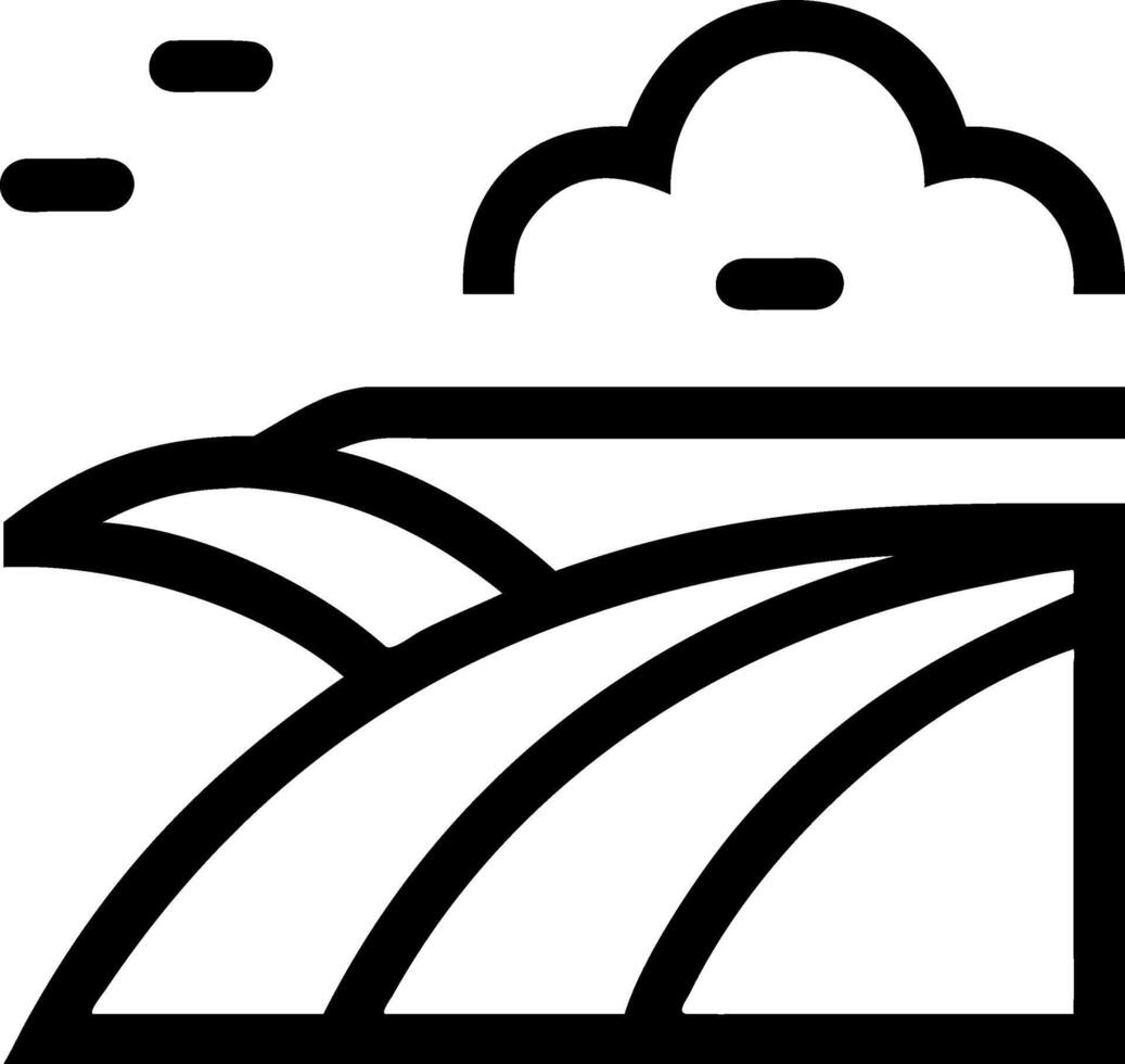 Scenic Fields Landscape Icon for Agriculture, Nature, and Rural Life vector