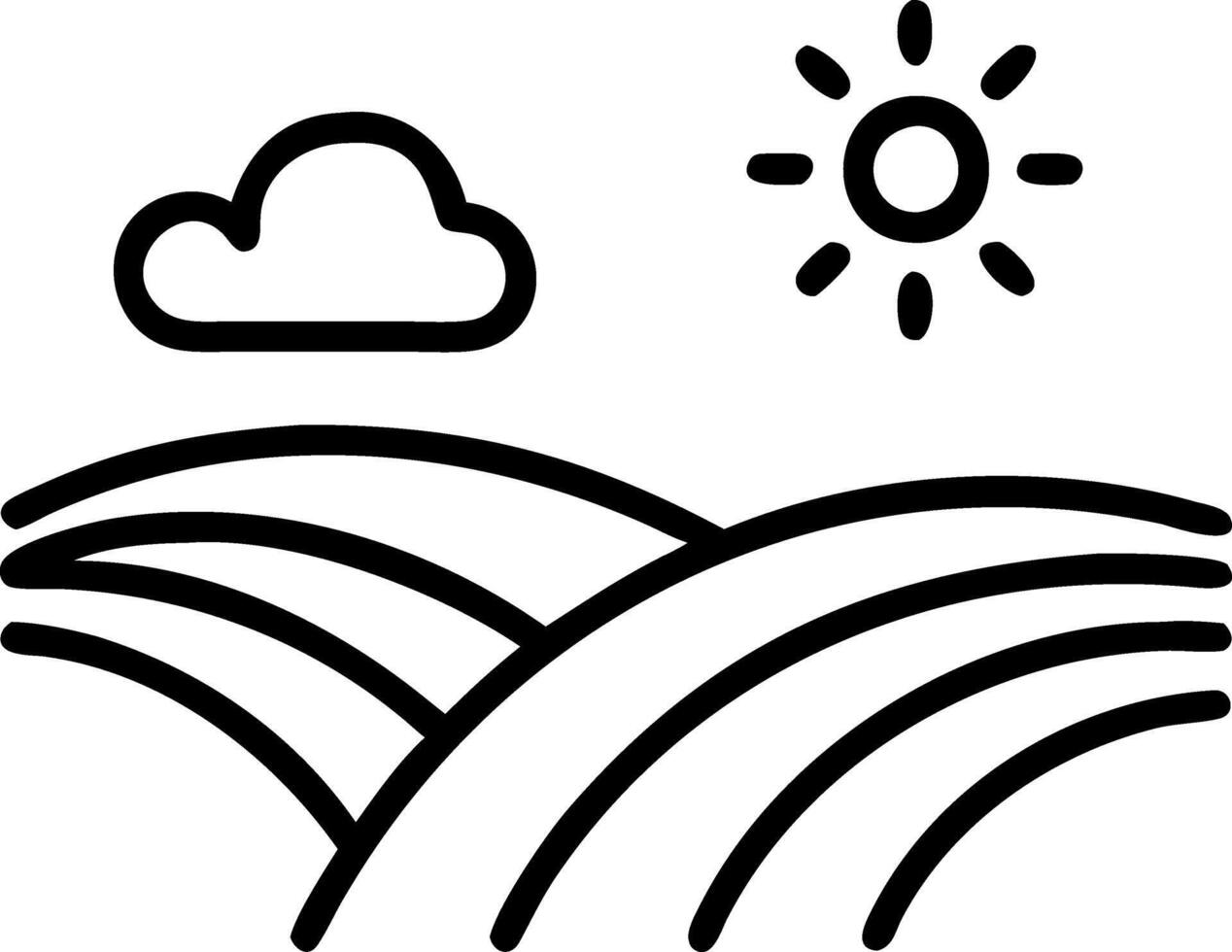 Idyllic Fields Landscape Icon for Agriculture, Nature, and Rural Life vector