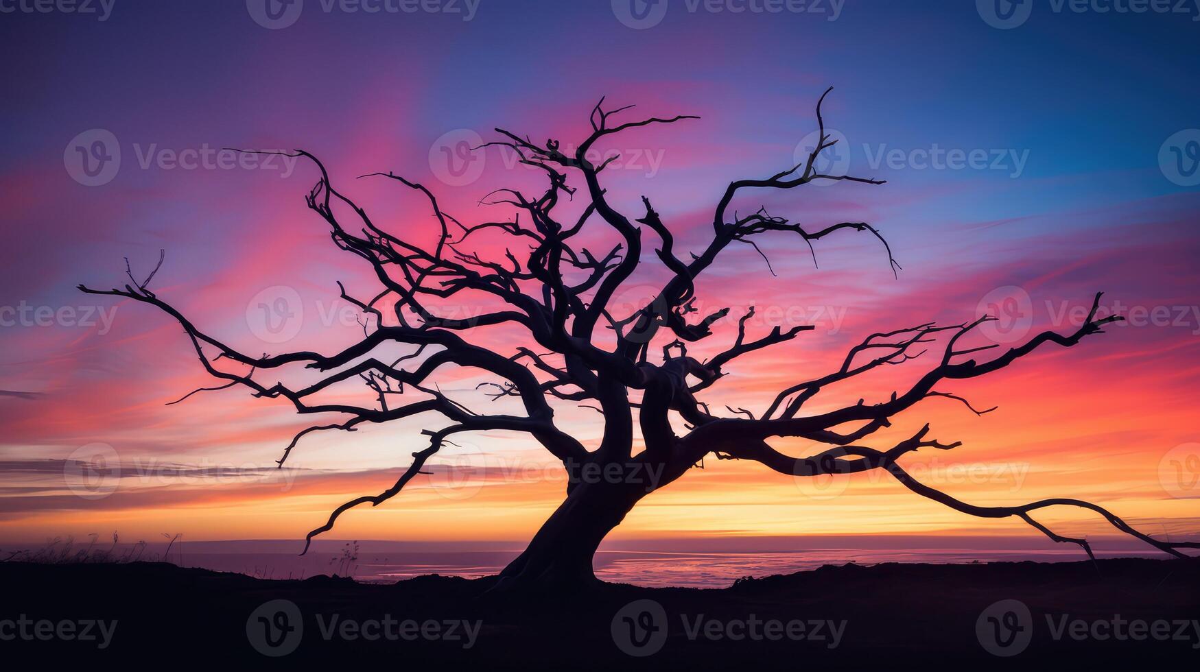 silhouette twisted tree photo