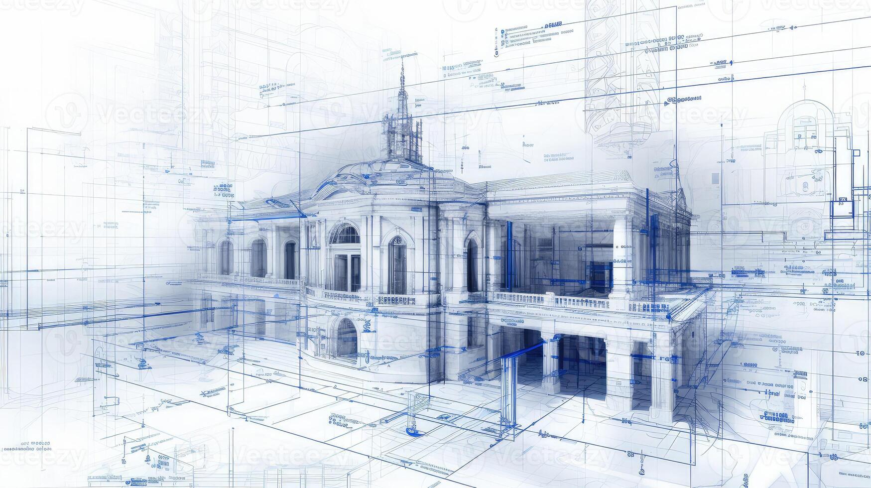 architecture blueprint white photo