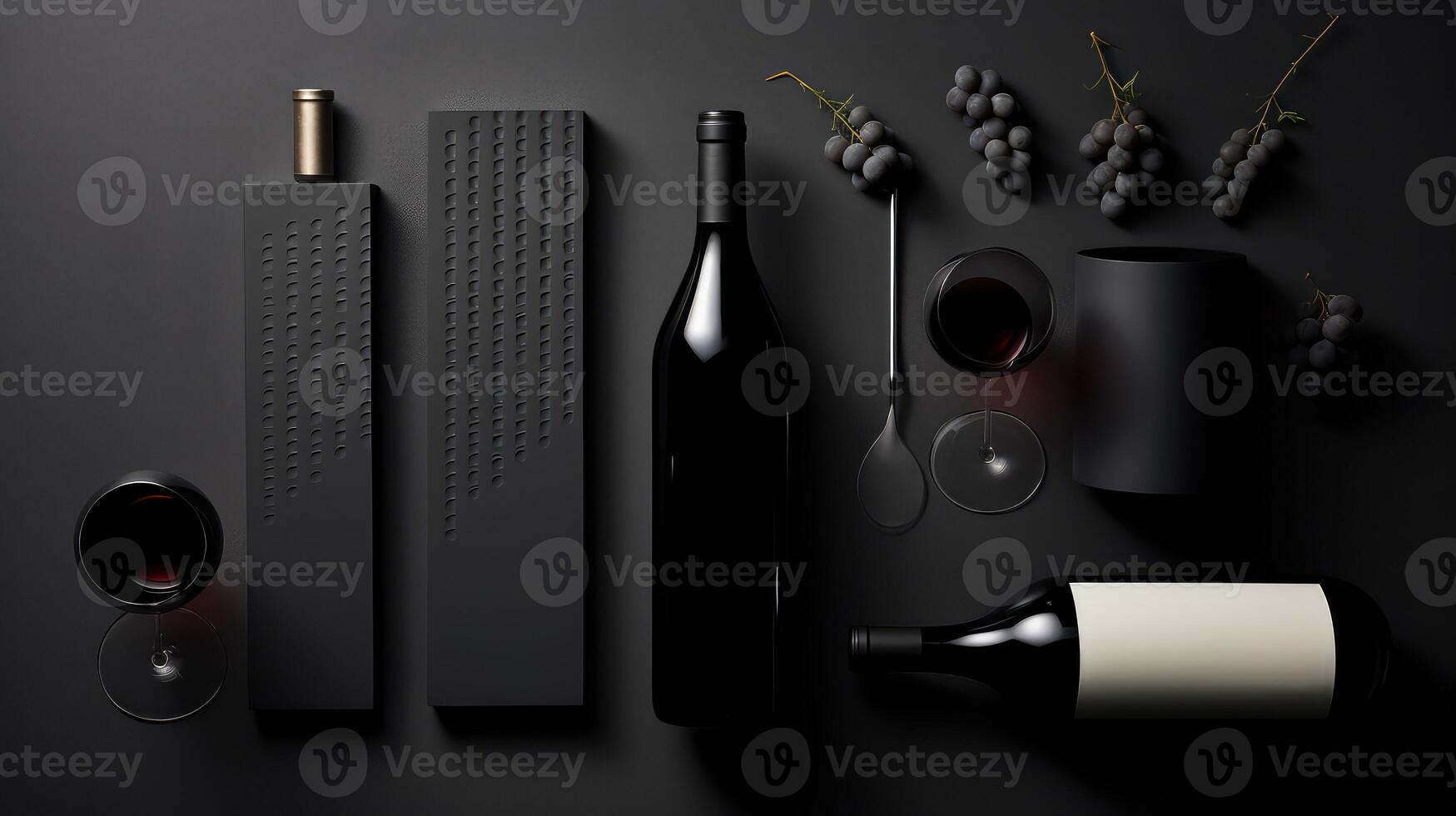 modern wine flatlay photo