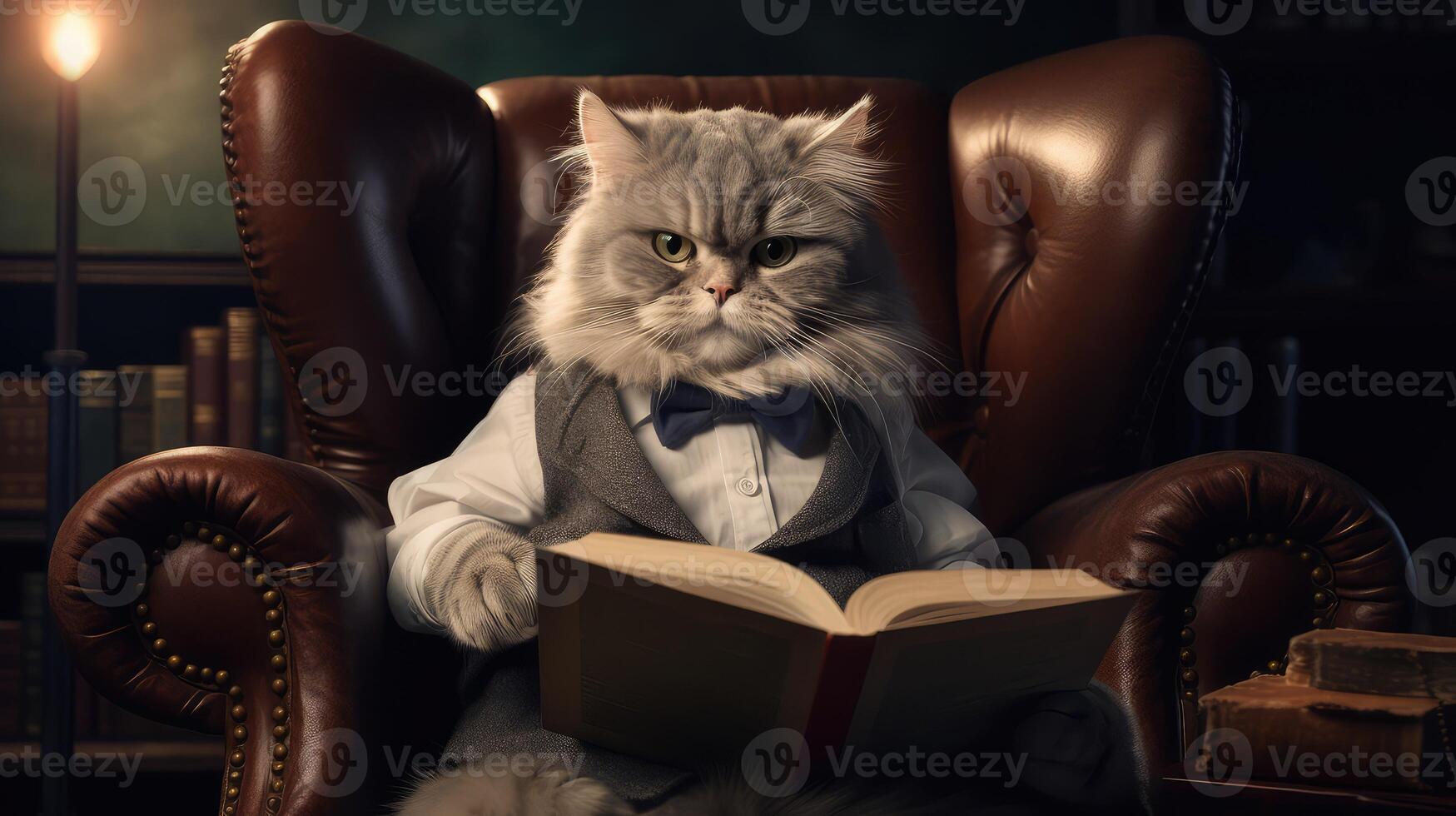 glasses animal reading book photo
