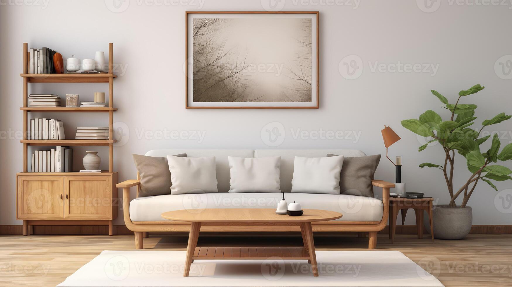 living wooden mockup photo