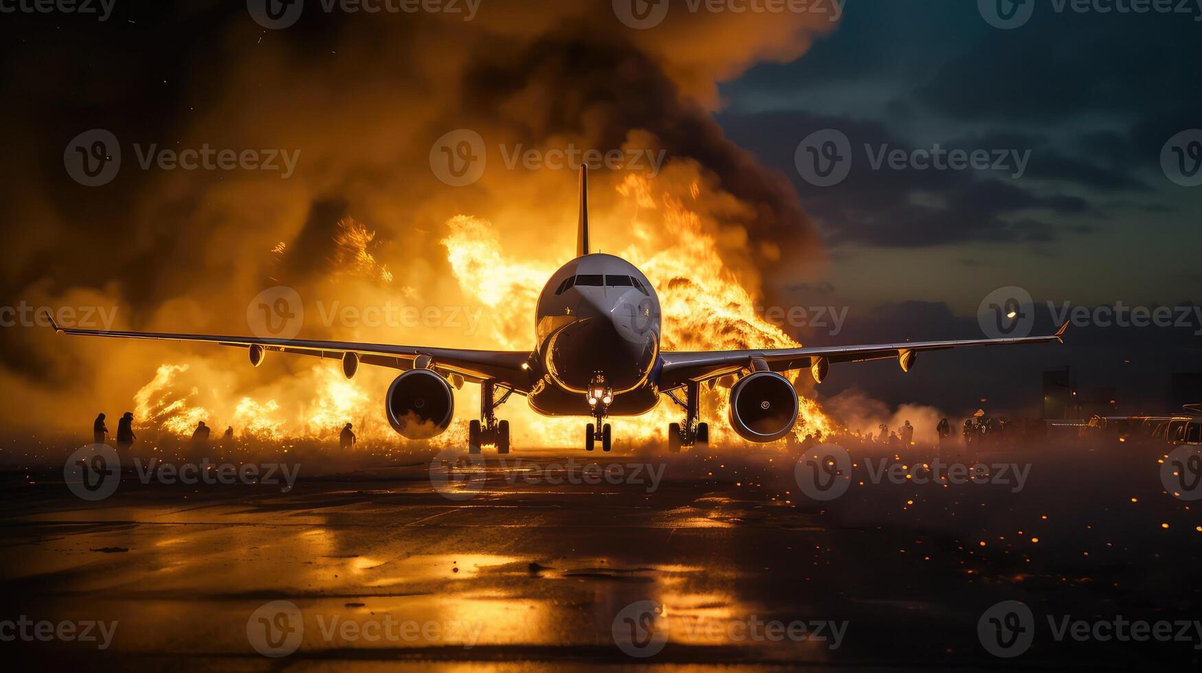flames plane fire photo