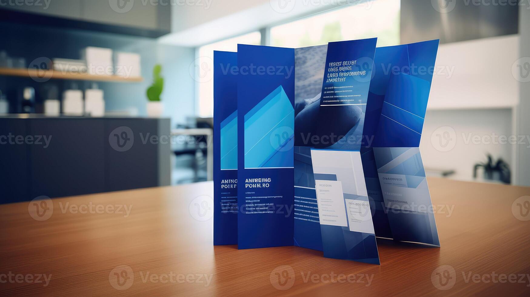 design trifold brochure blue photo