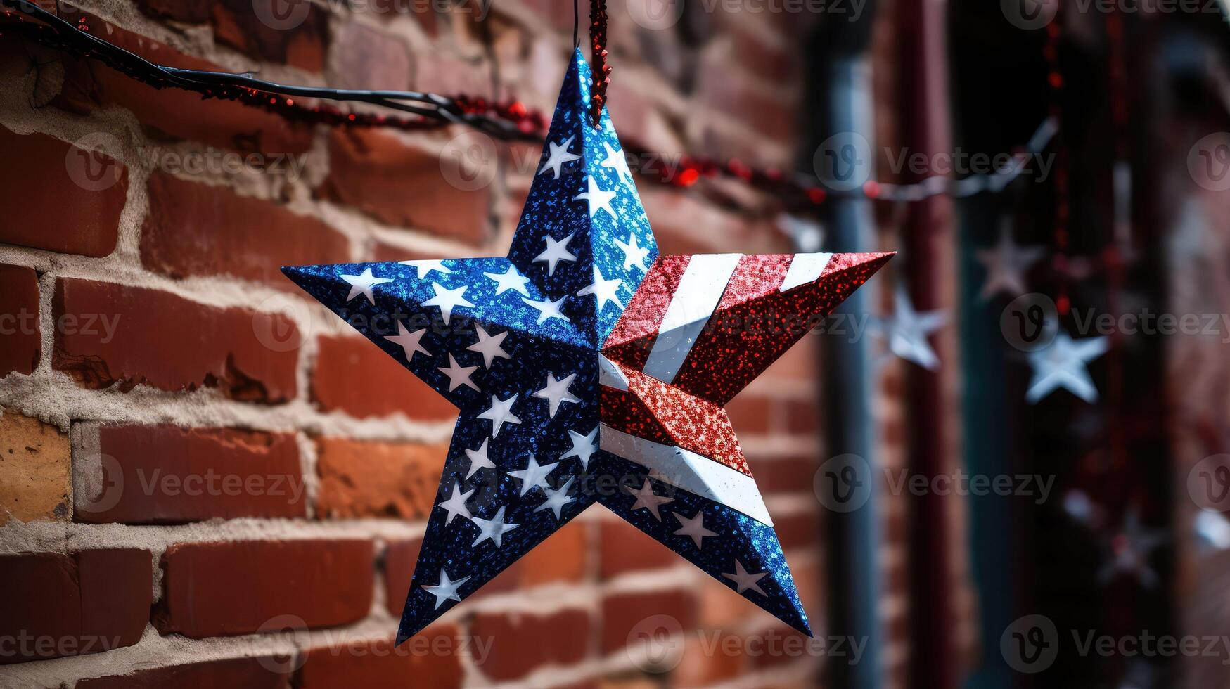 vibrant red white and blue star photo