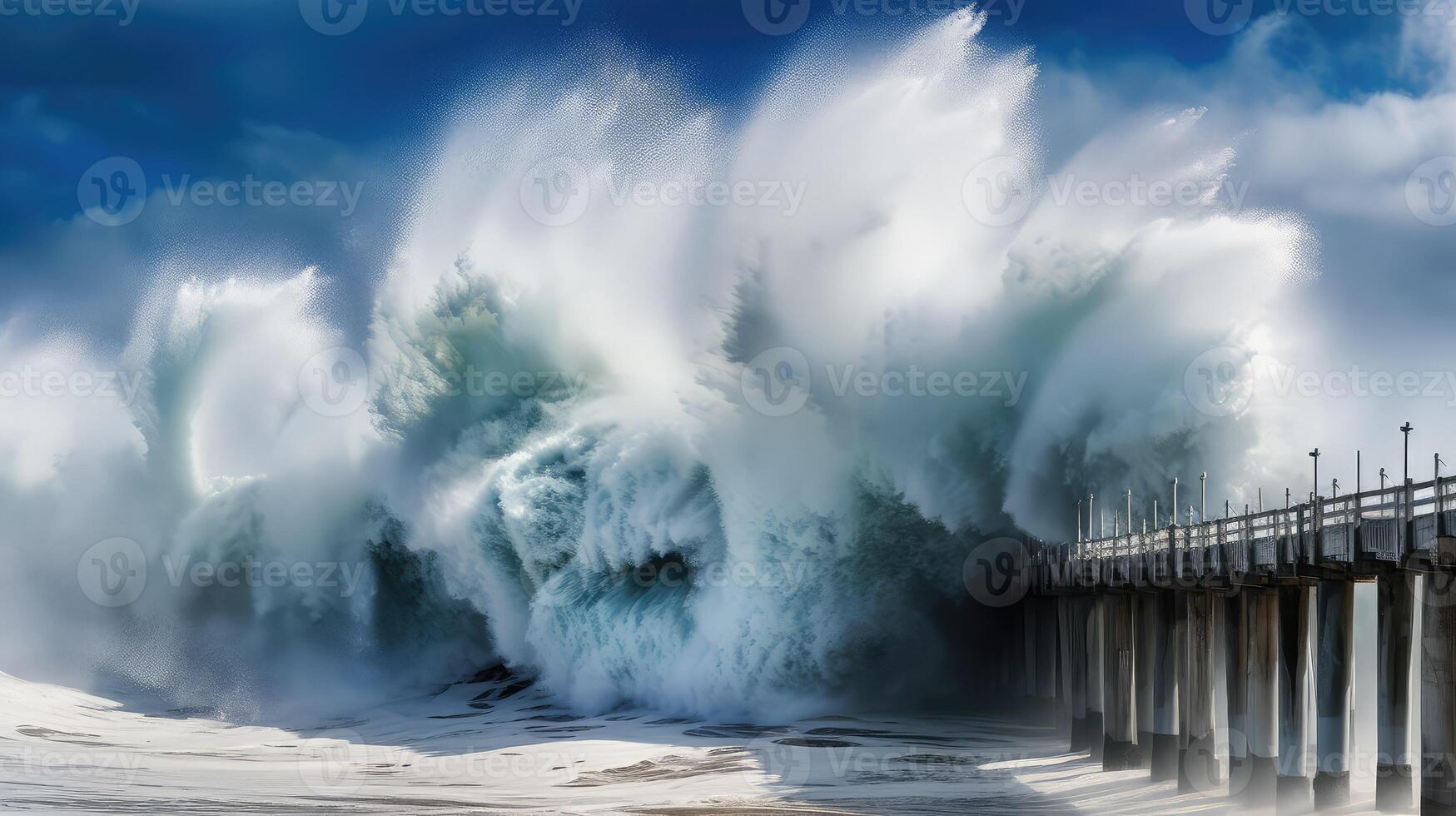 water blue wave border photo