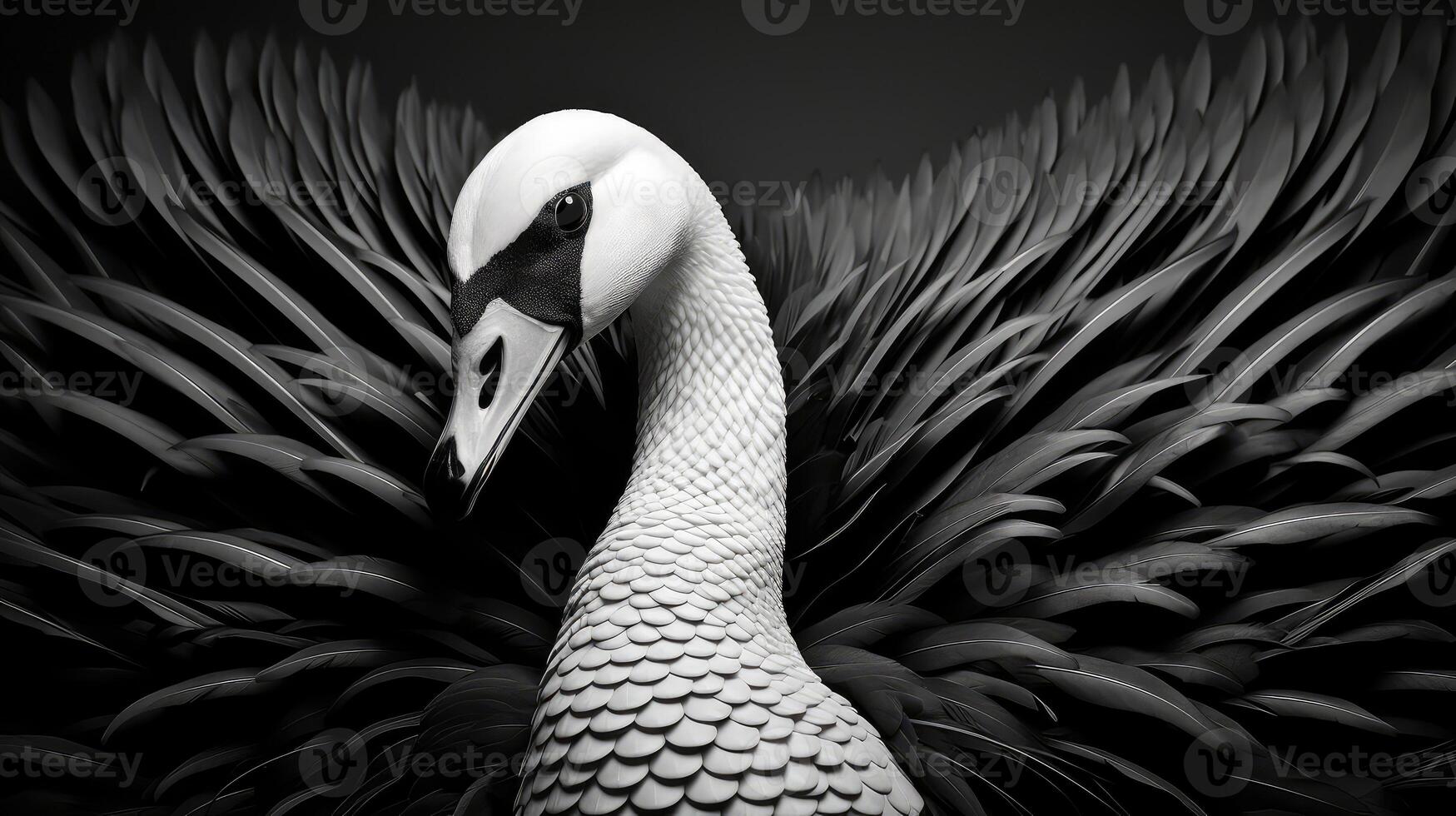 feathers black and white swan photo