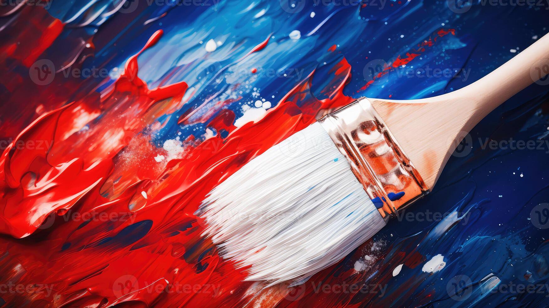 brush red white blue paint photo