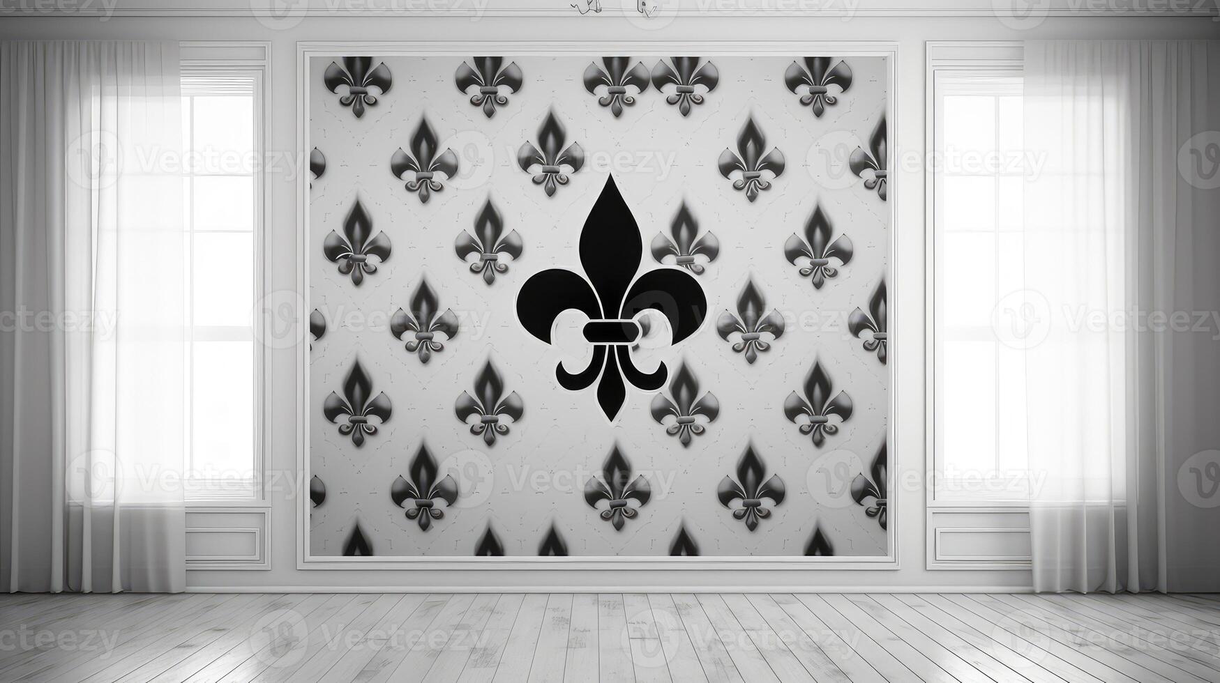 vintage black and white fleur de lis background photo