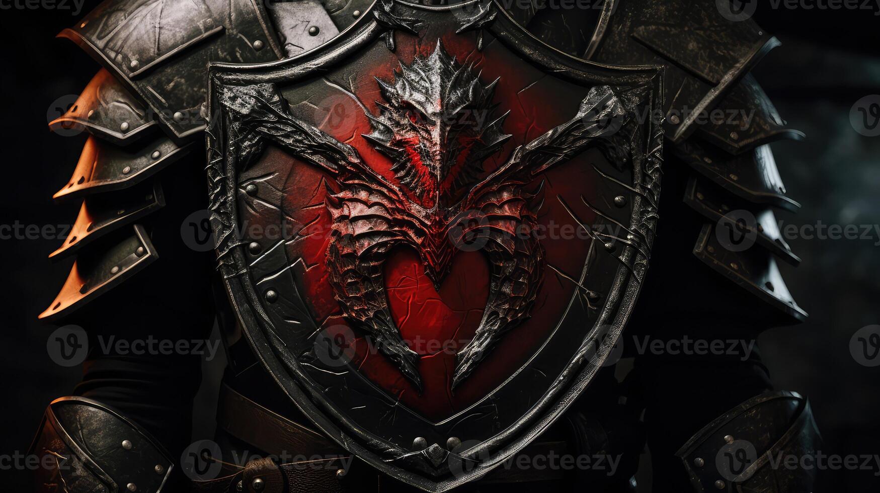 dragon red and black shield photo