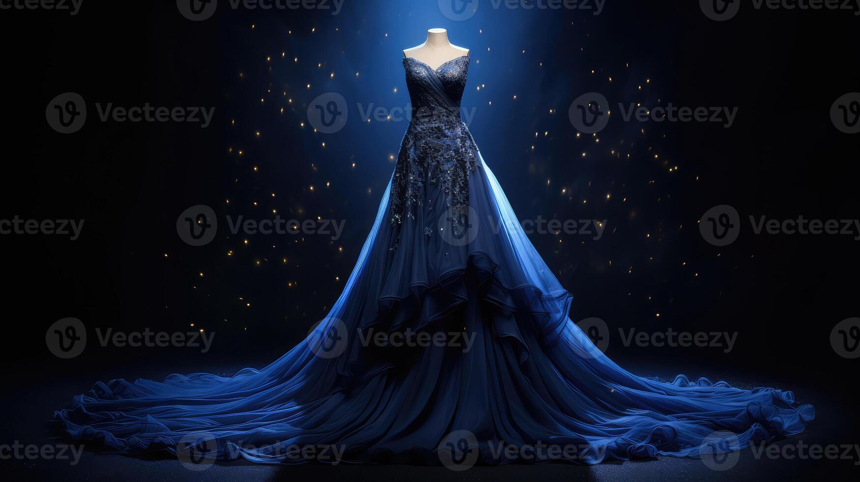 gown navy blue background photo