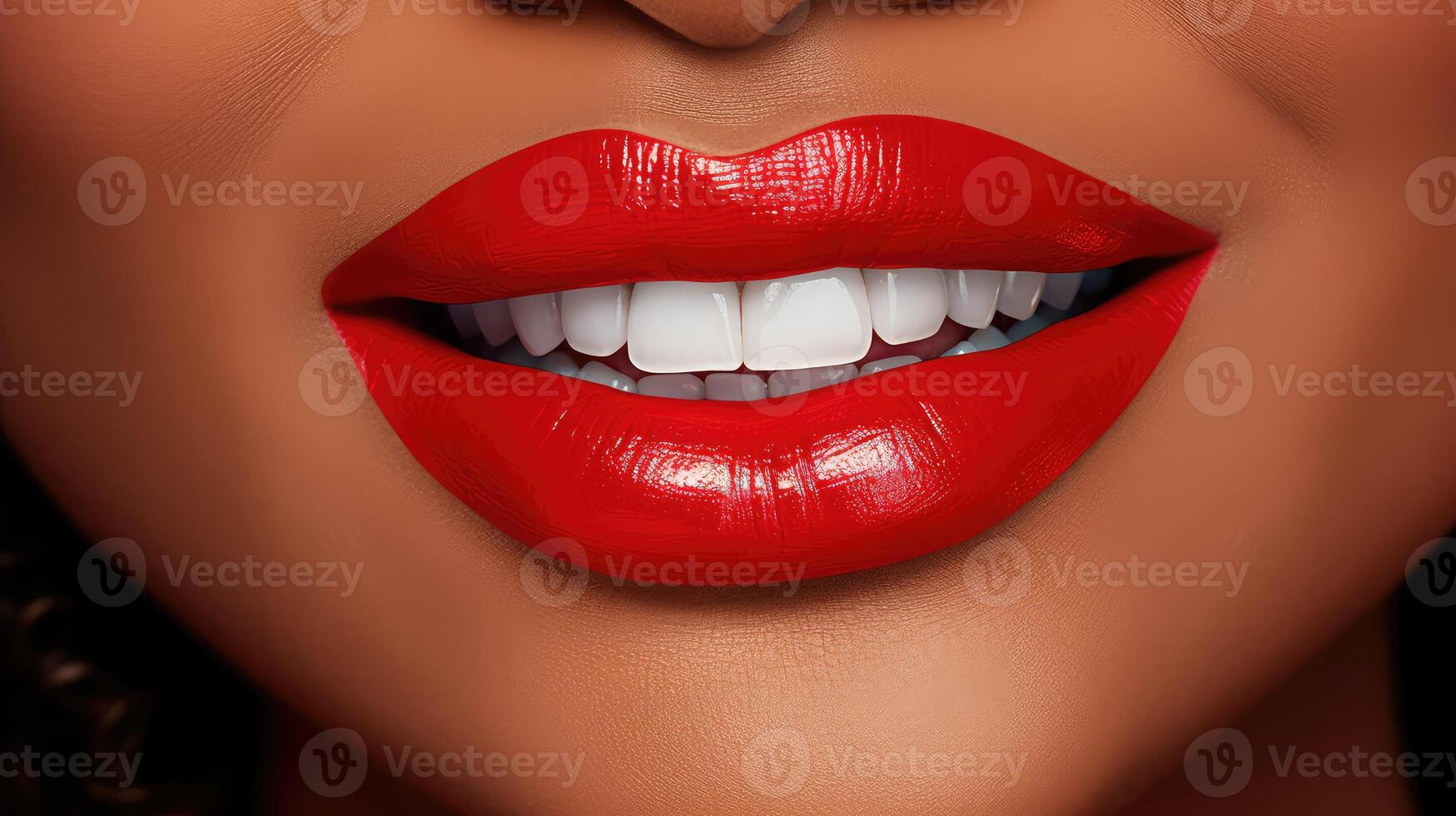 close red lipstick smile photo