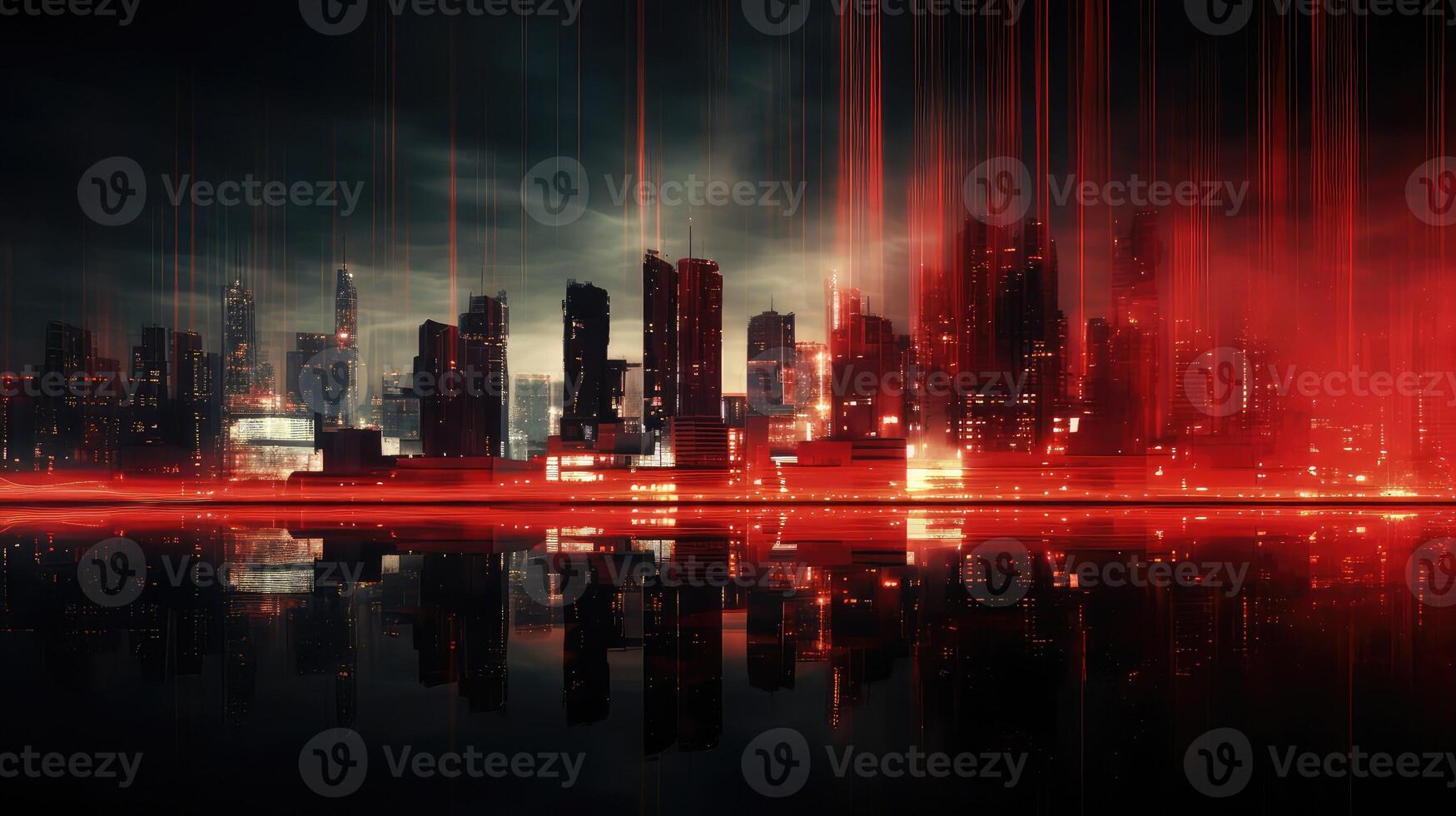 cityscape red and black abstract photo