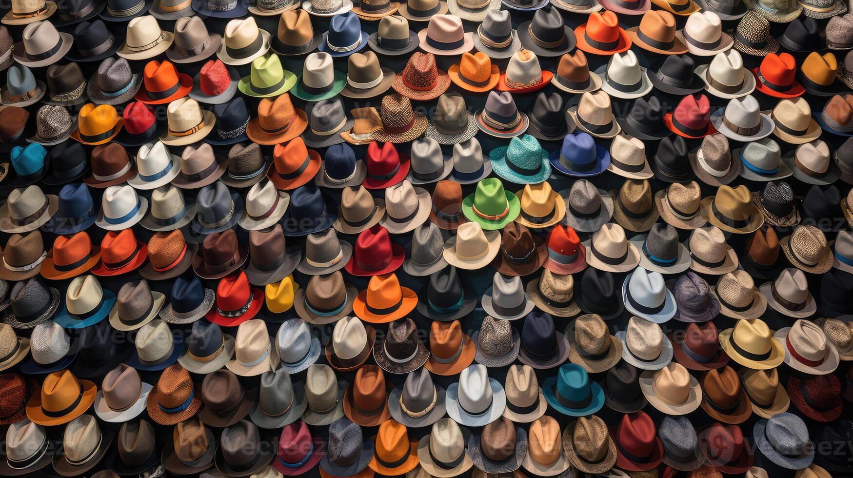 handmade wall of hats photo