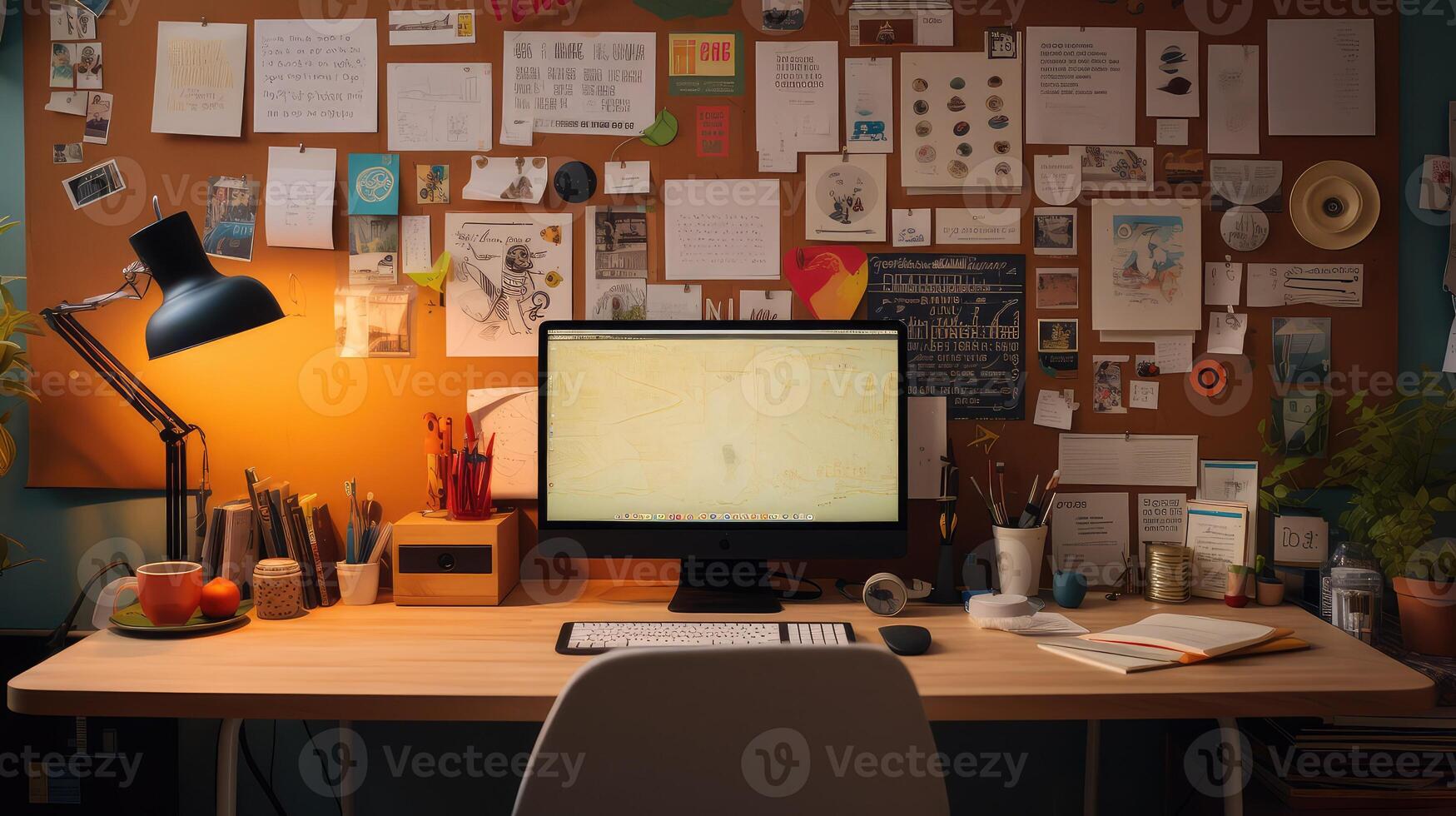 corkboard office desk wall photo