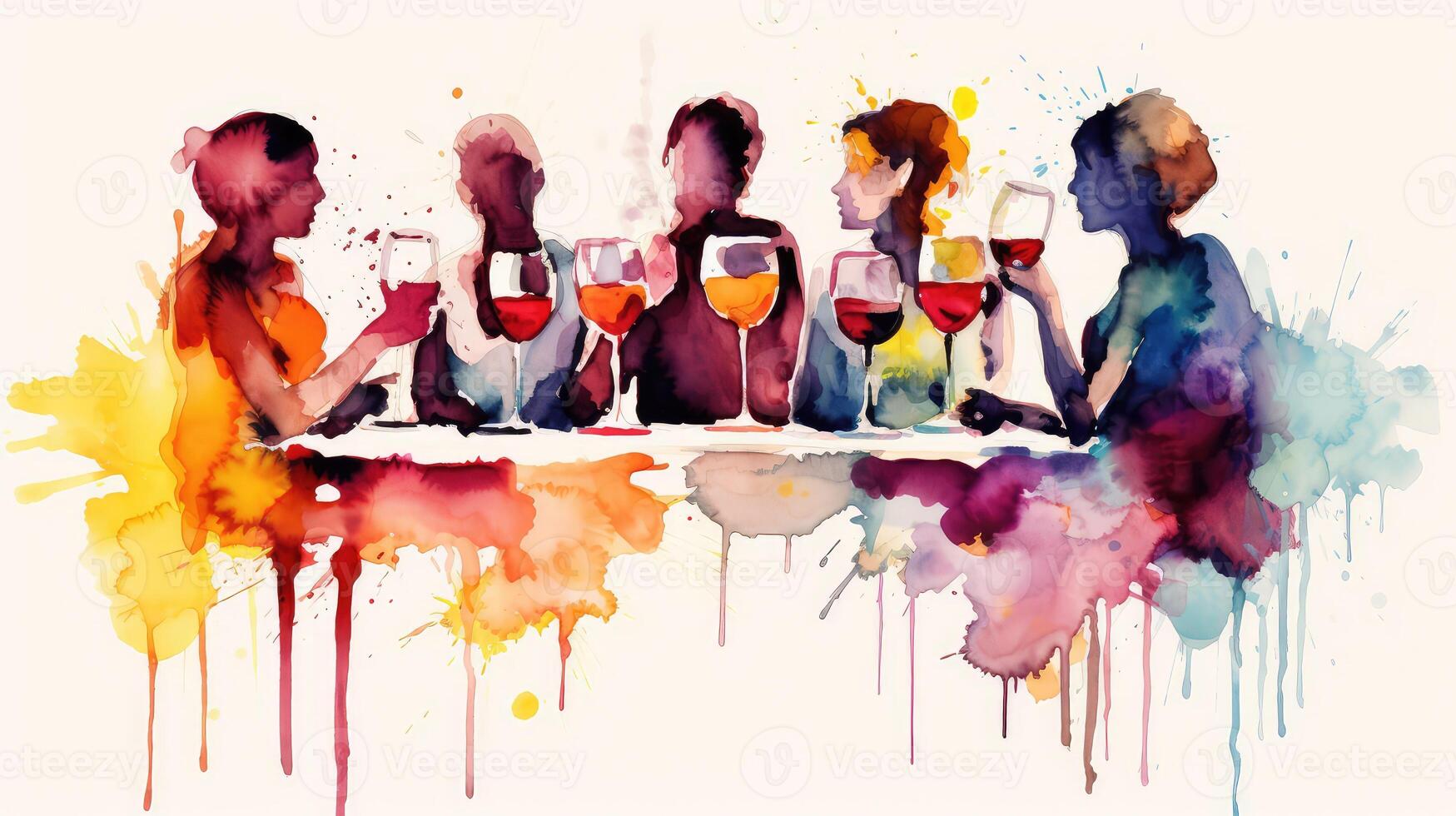 vibrant water color wine photo