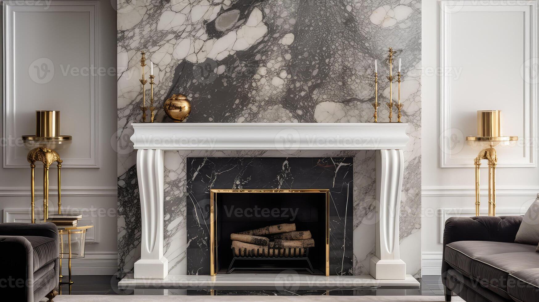 focal white black and gold marble photo