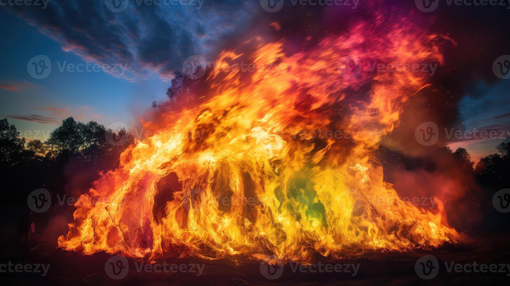 flames rainbow fire photo