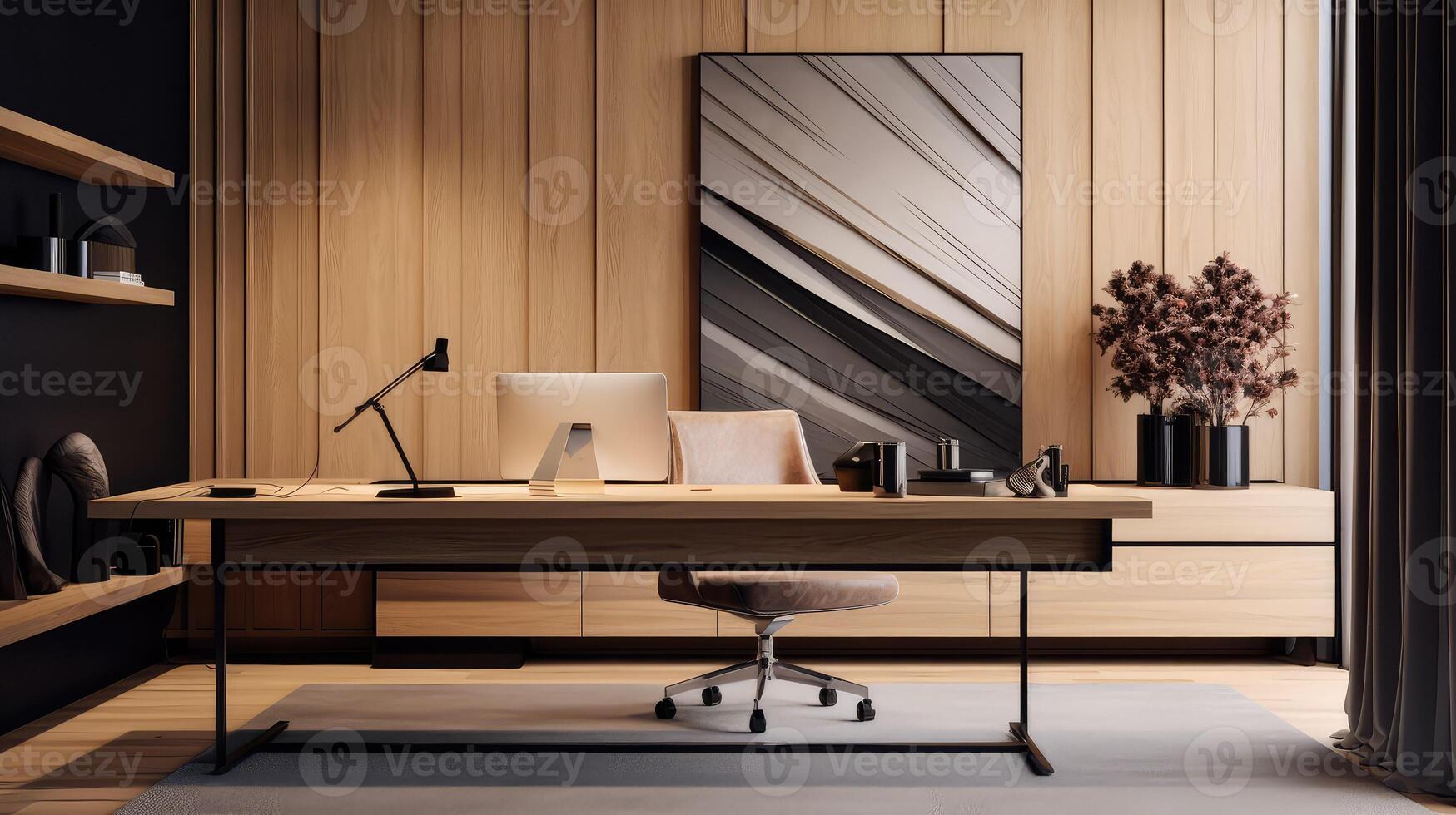 minimalist wood office photo