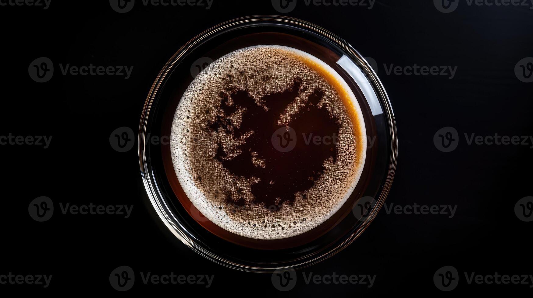 rich beer glass top view photo