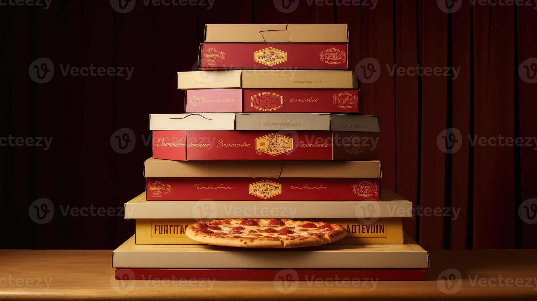 sizes pizza boxes stack photo