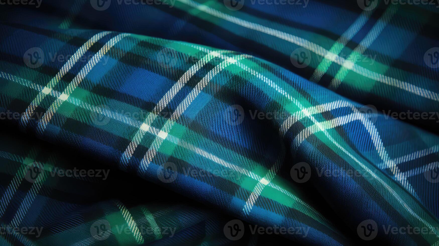 fabric blue green tartan photo