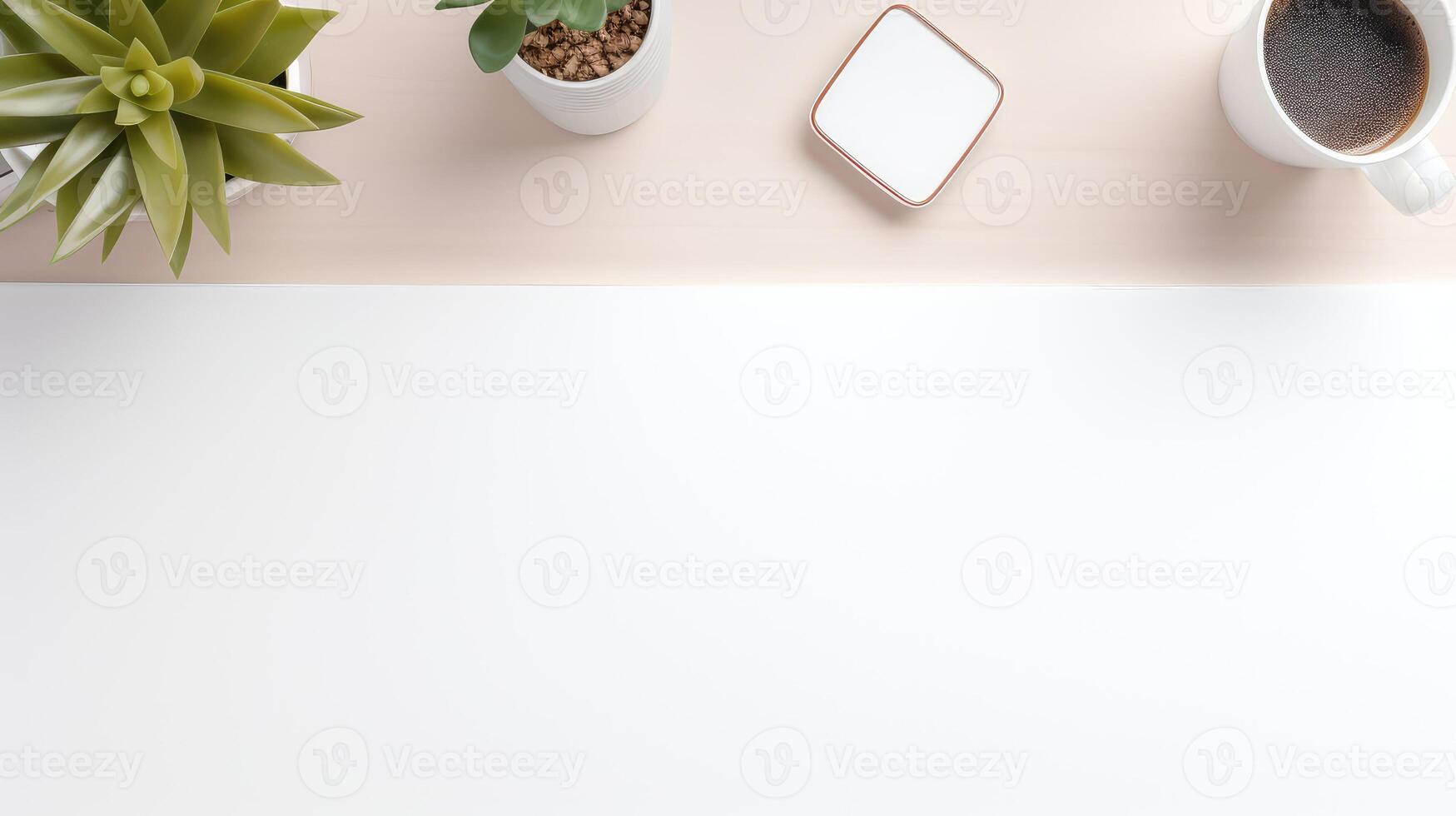 modern top view white desk photo
