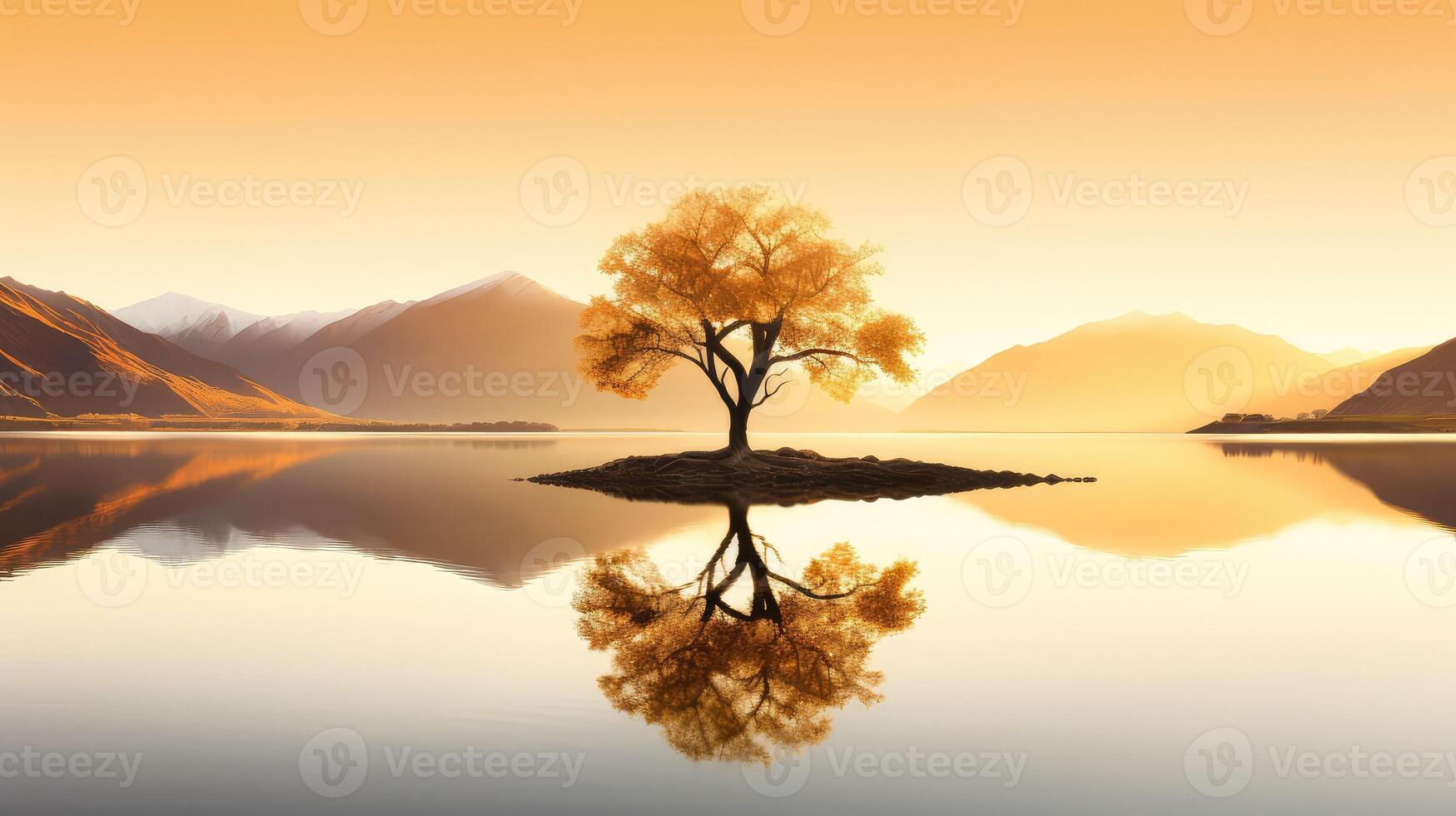 sunrise wanaka tree photo