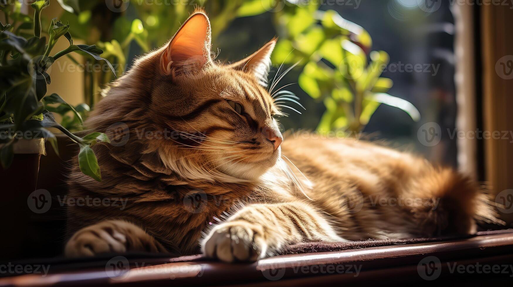 lounging brown cat photo