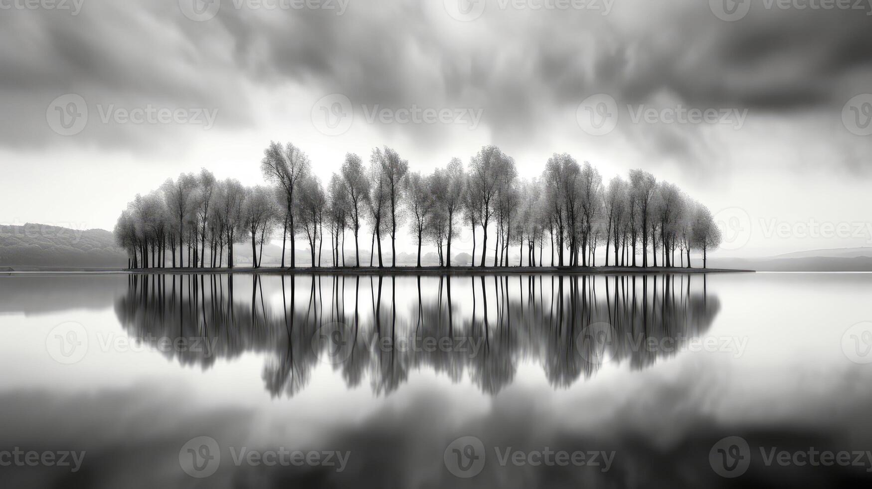 calm water black and white photo