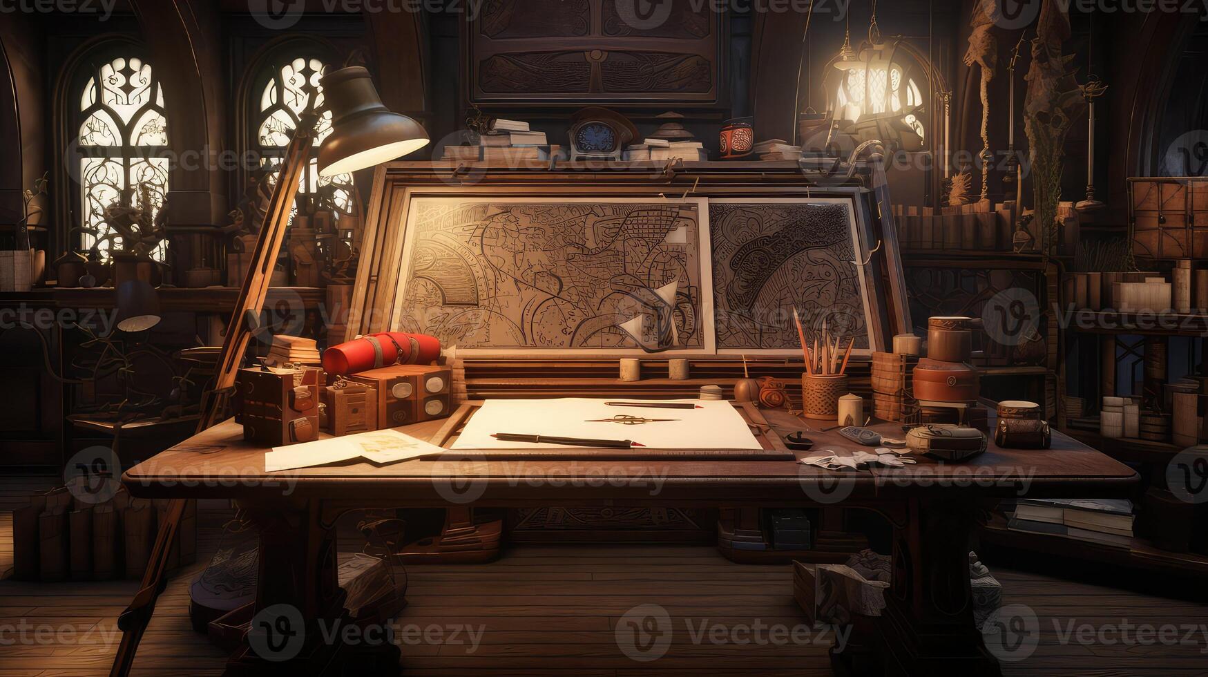 carvings architect desk photo