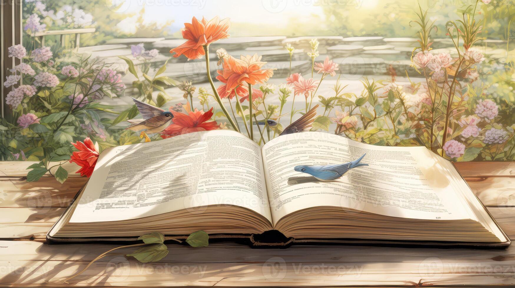 birds open book drawing photo