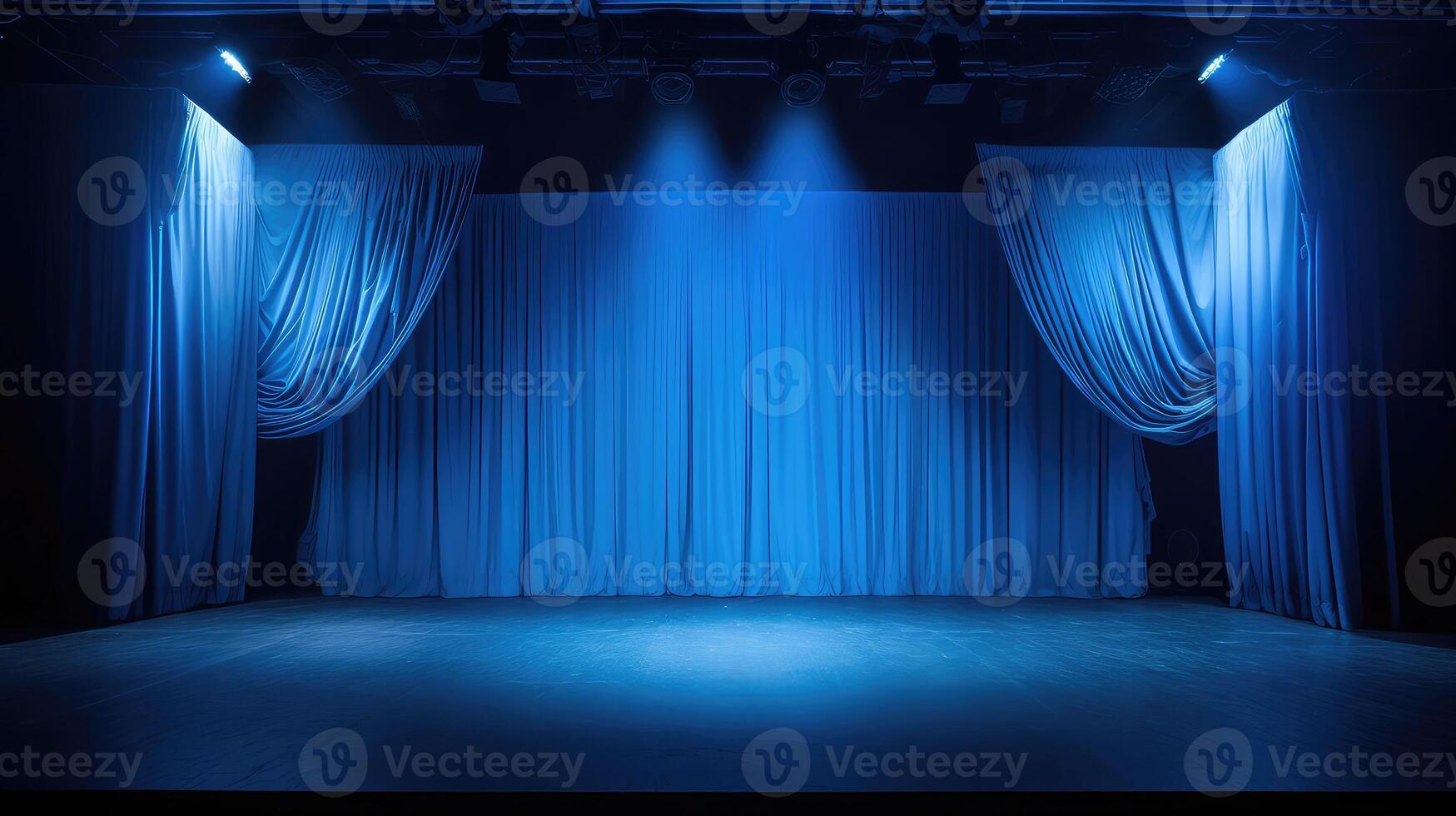 back blue stage curtains photo