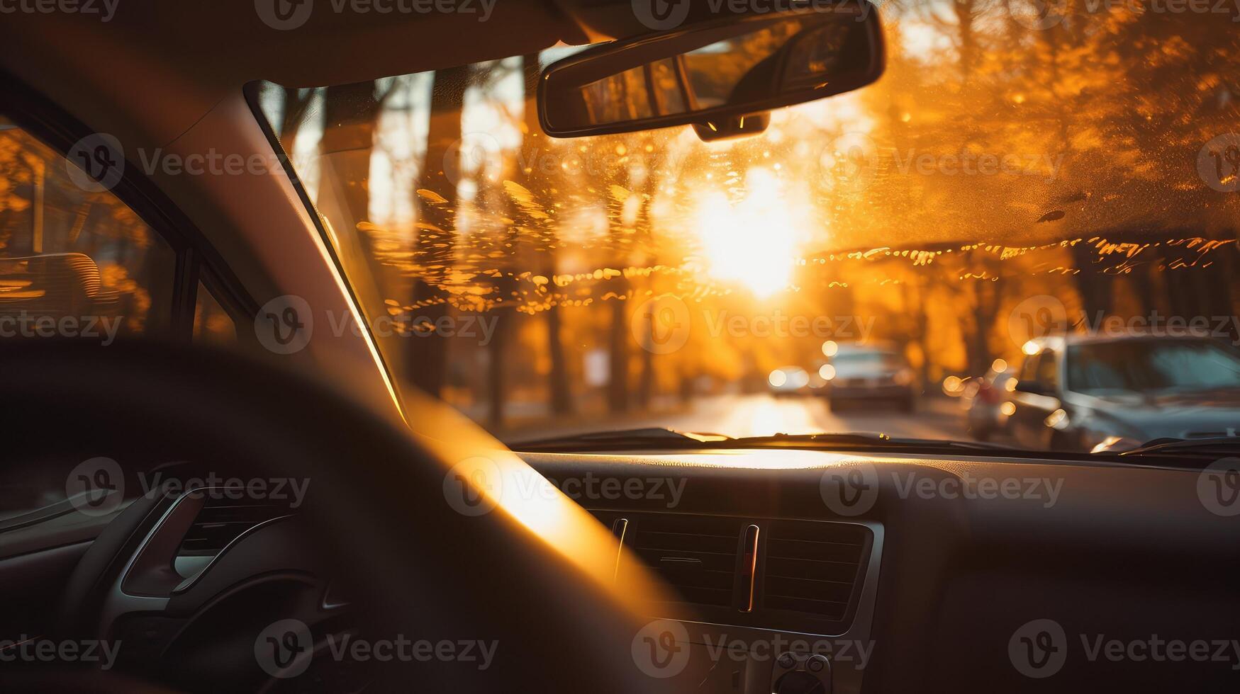 golden blurred car interior photo