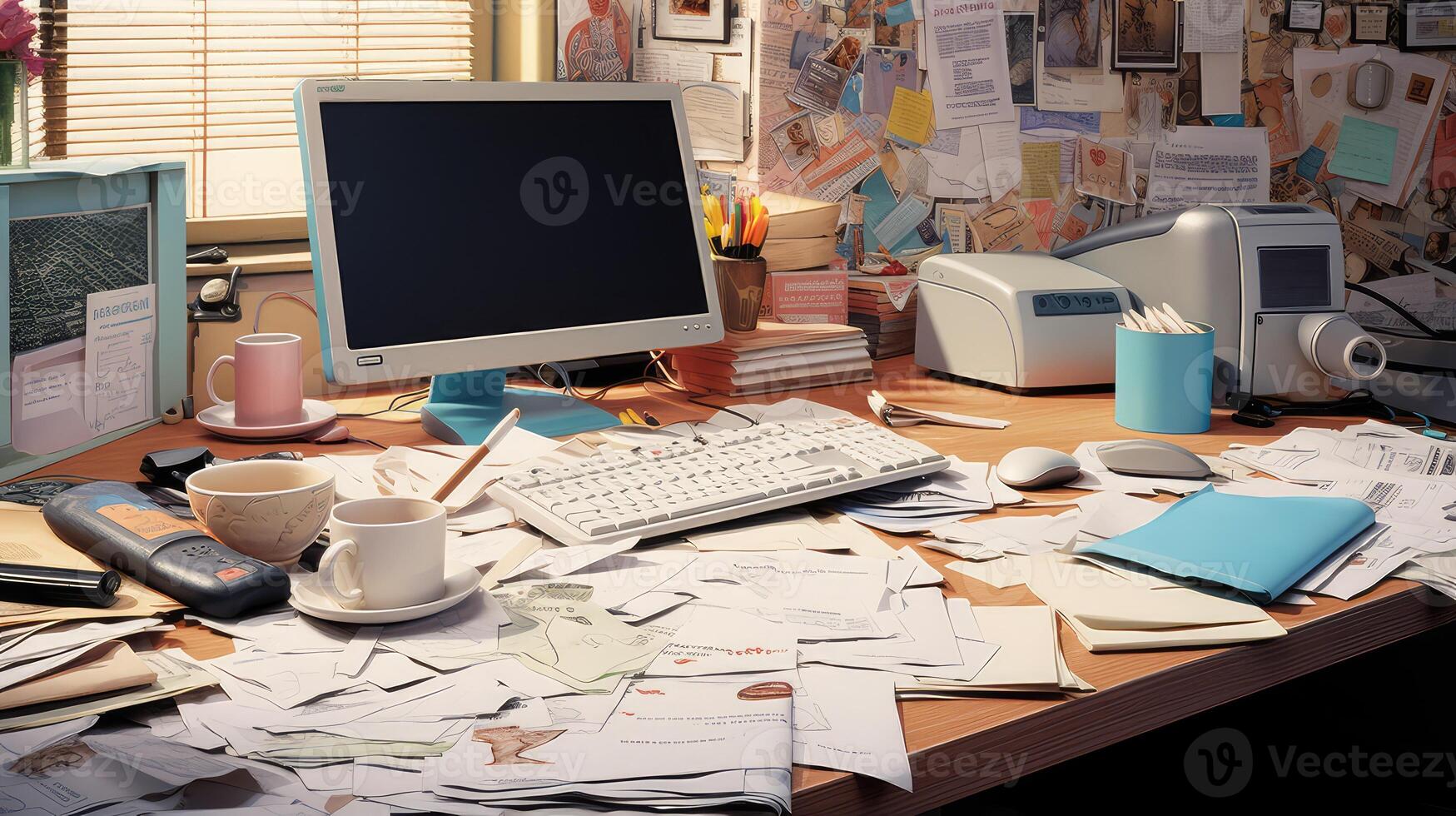 papers office space desk photo