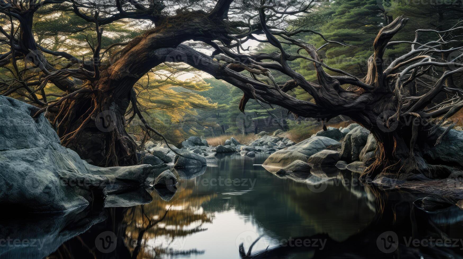 eerie twisted trees photo