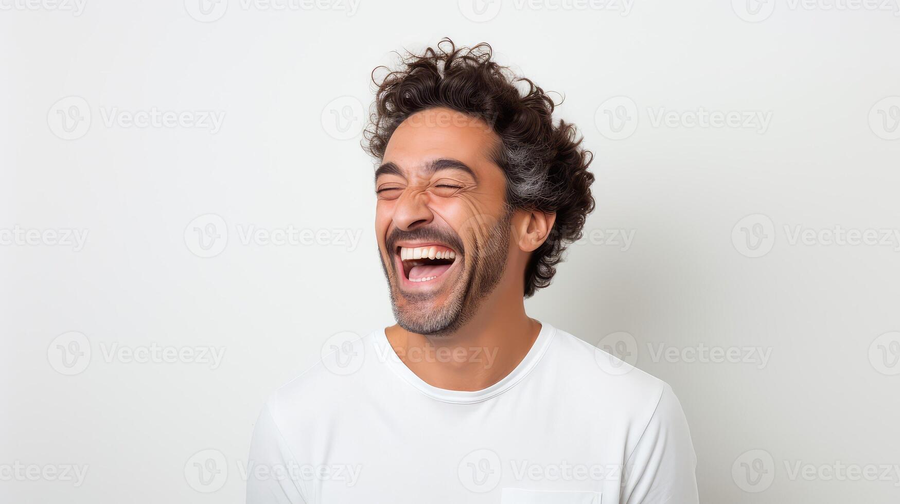 happiness hispanic man white background photo