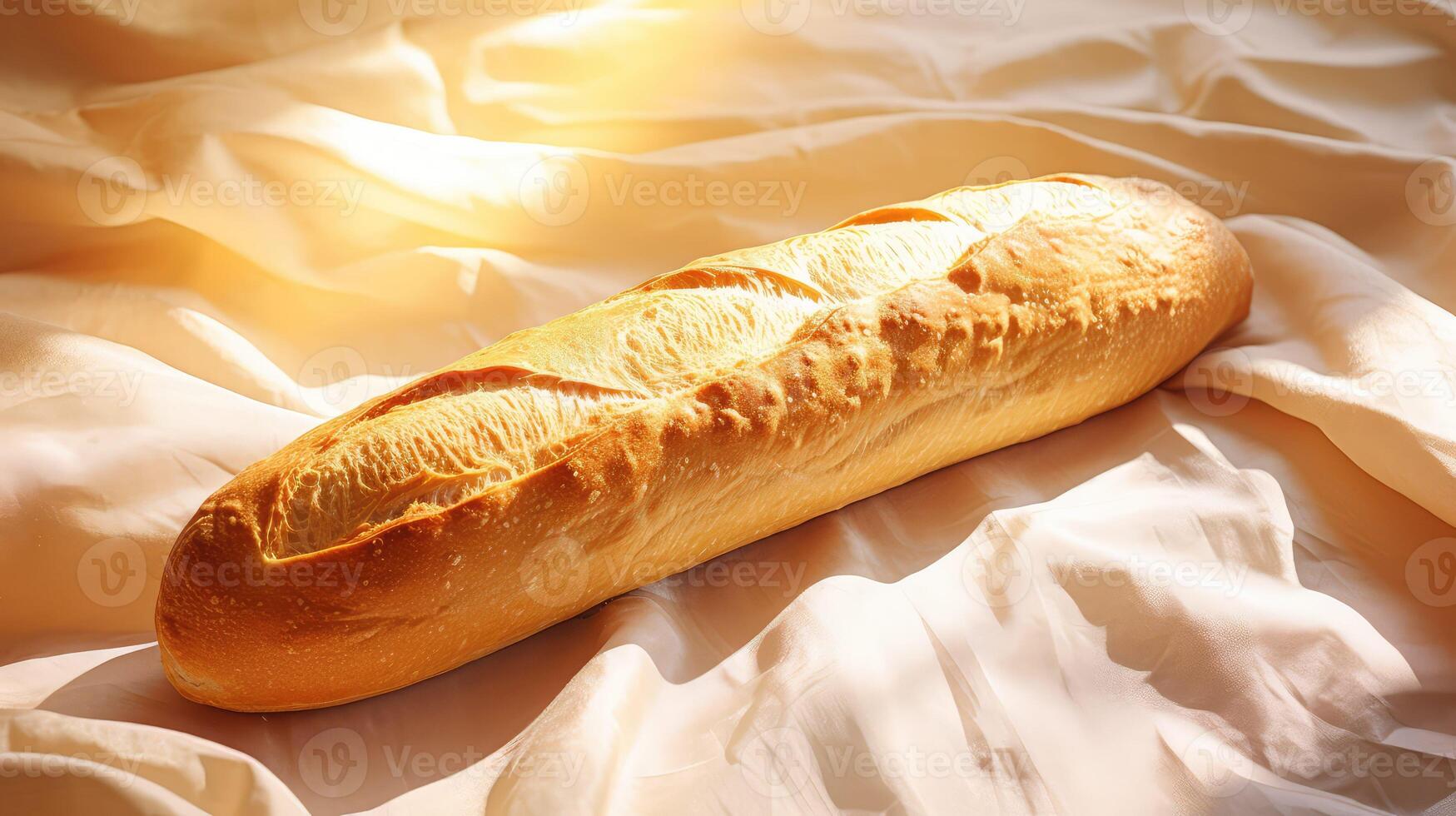 fresh baguette on white photo