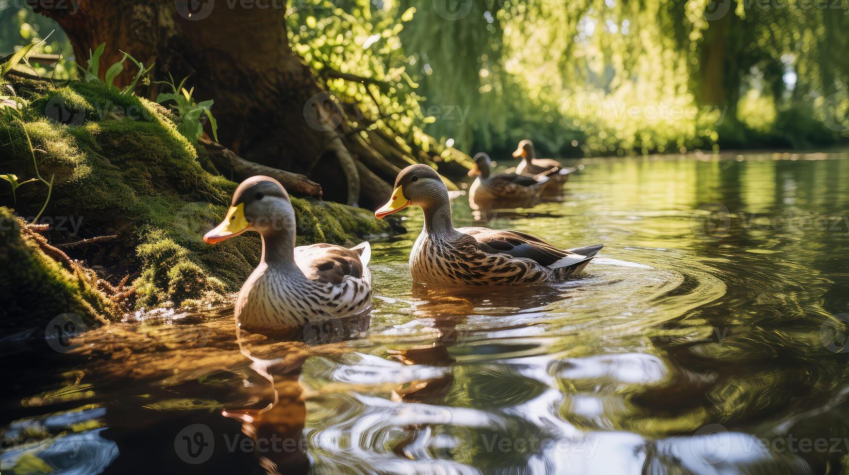 feathers duck on water photo